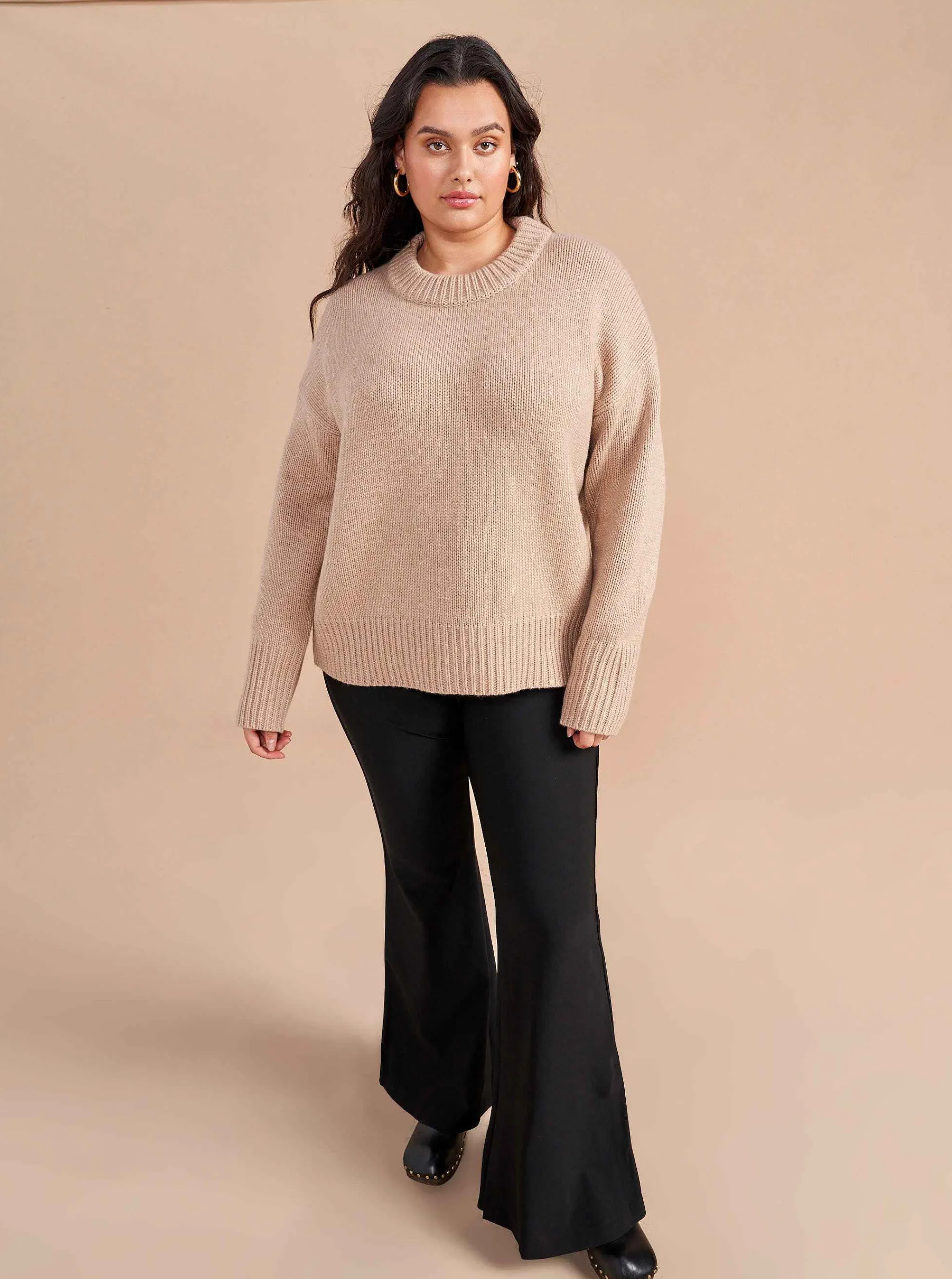 La Ligne Sweaters*Solid Marin Sweater Tan Melange
