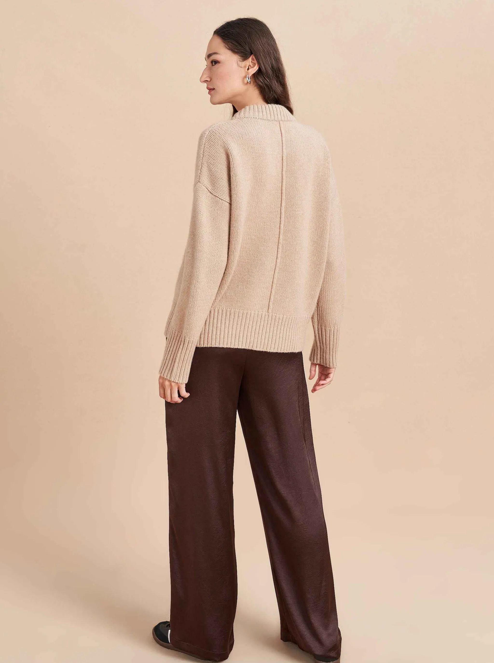 La Ligne Sweaters*Solid Marin Sweater Tan Melange