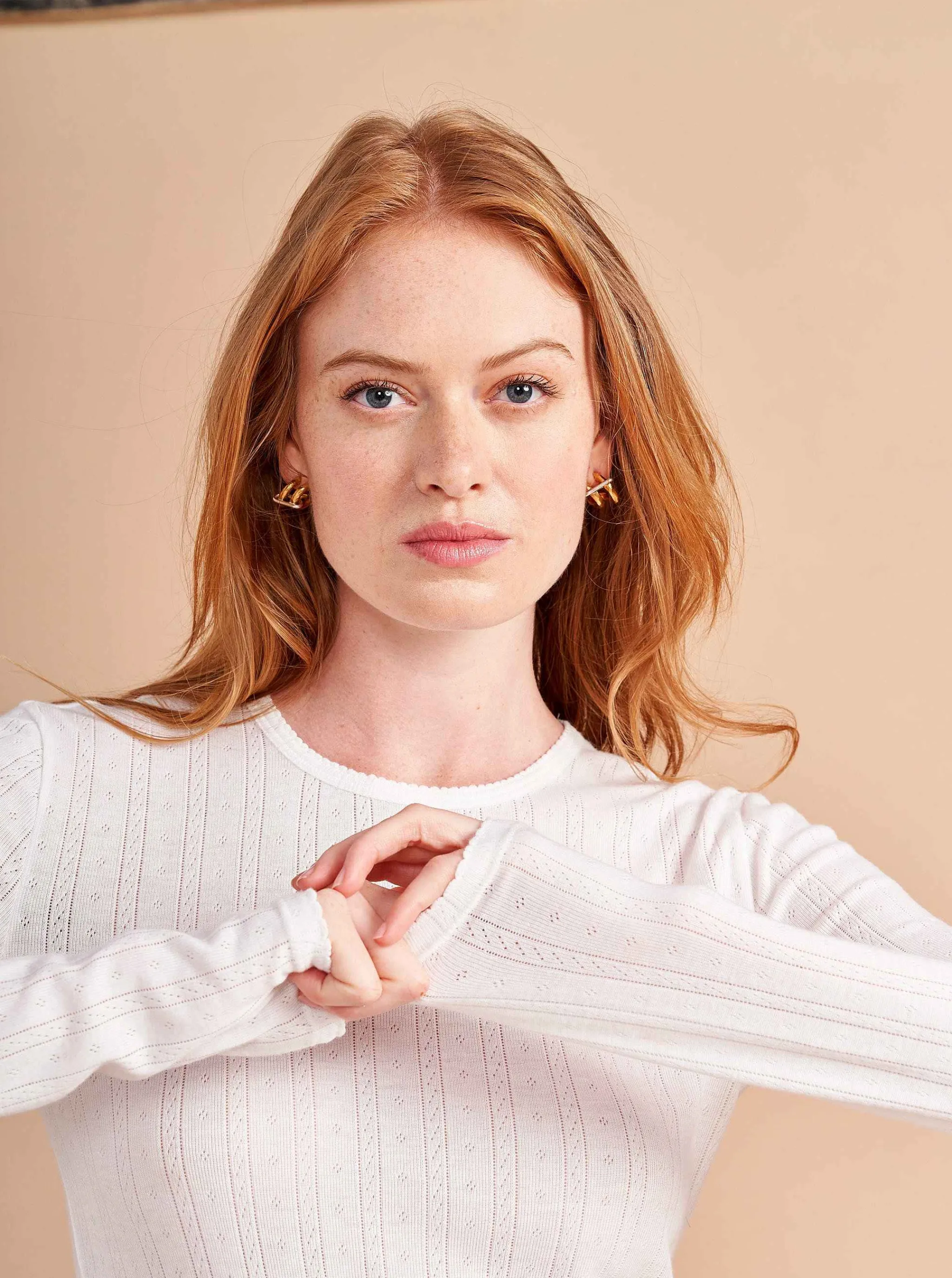 La Ligne Tees*Pointelle Long Sleeve Tee Ivory