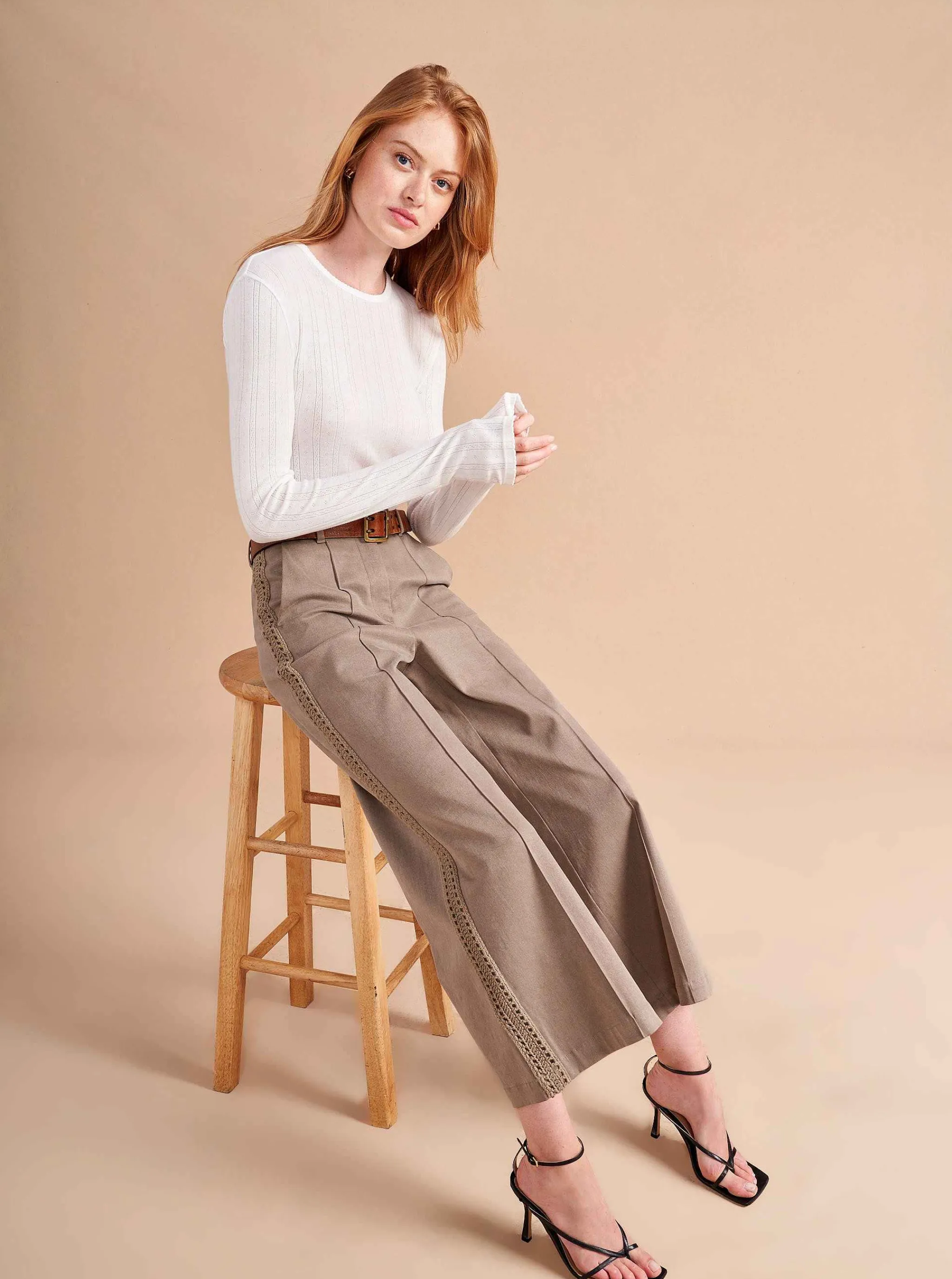 La Ligne Tees*Pointelle Long Sleeve Tee Ivory