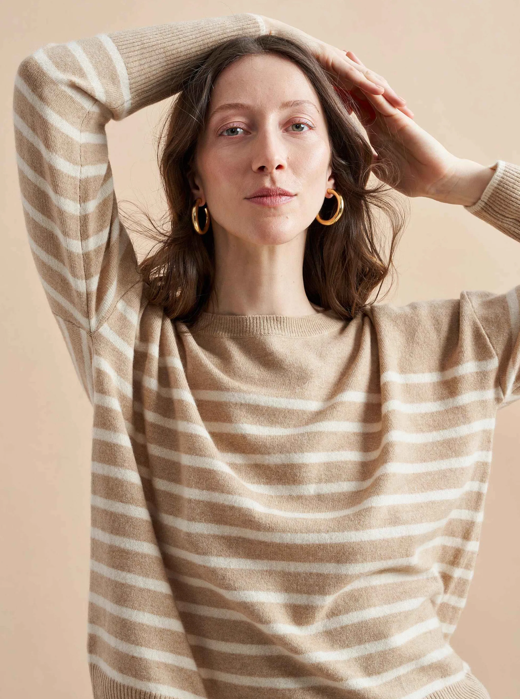 La Ligne Sweaters*Boyfriend Lean Lines Sweater Camel/Cream