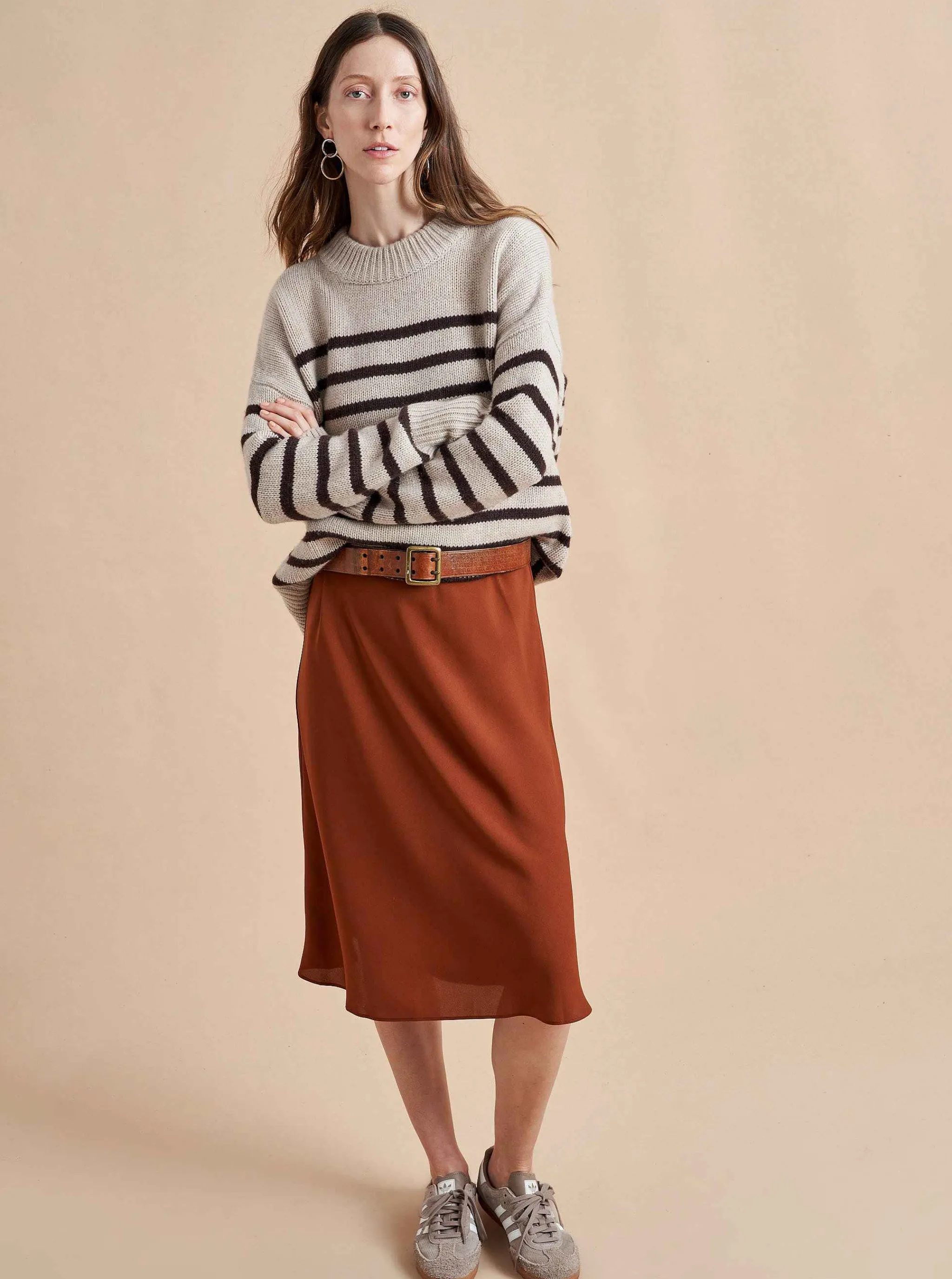 La Ligne Sweaters*Marin Sweater Tan/Chocolate