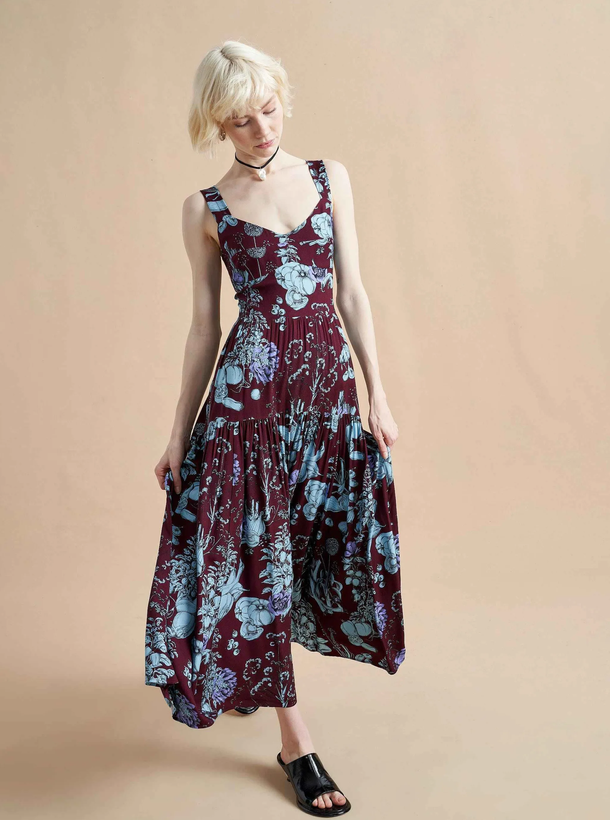 La Ligne Maxi Dresses*Laura Lee Dress Burgundy Toile