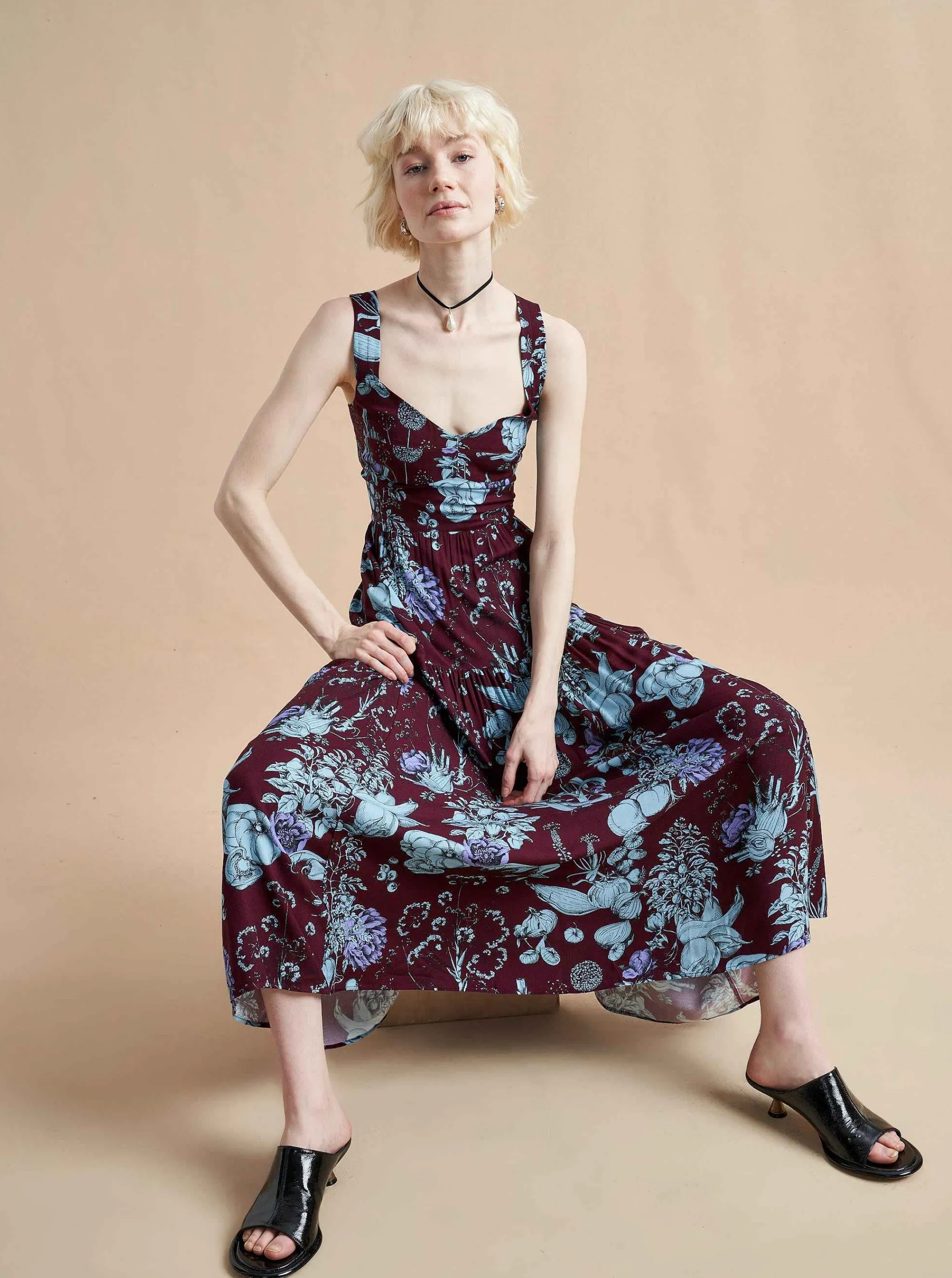 La Ligne Maxi Dresses*Laura Lee Dress Burgundy Toile