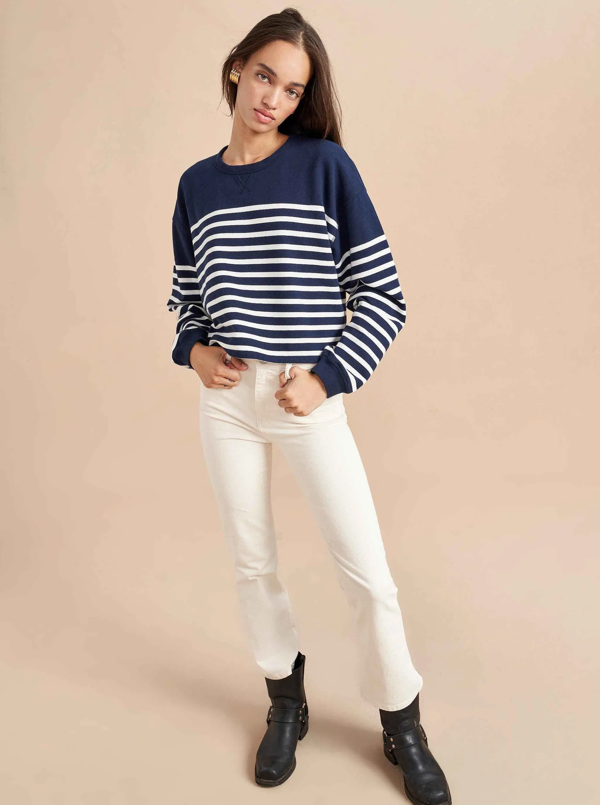La Ligne Tops*Cropped James Sweatshirt