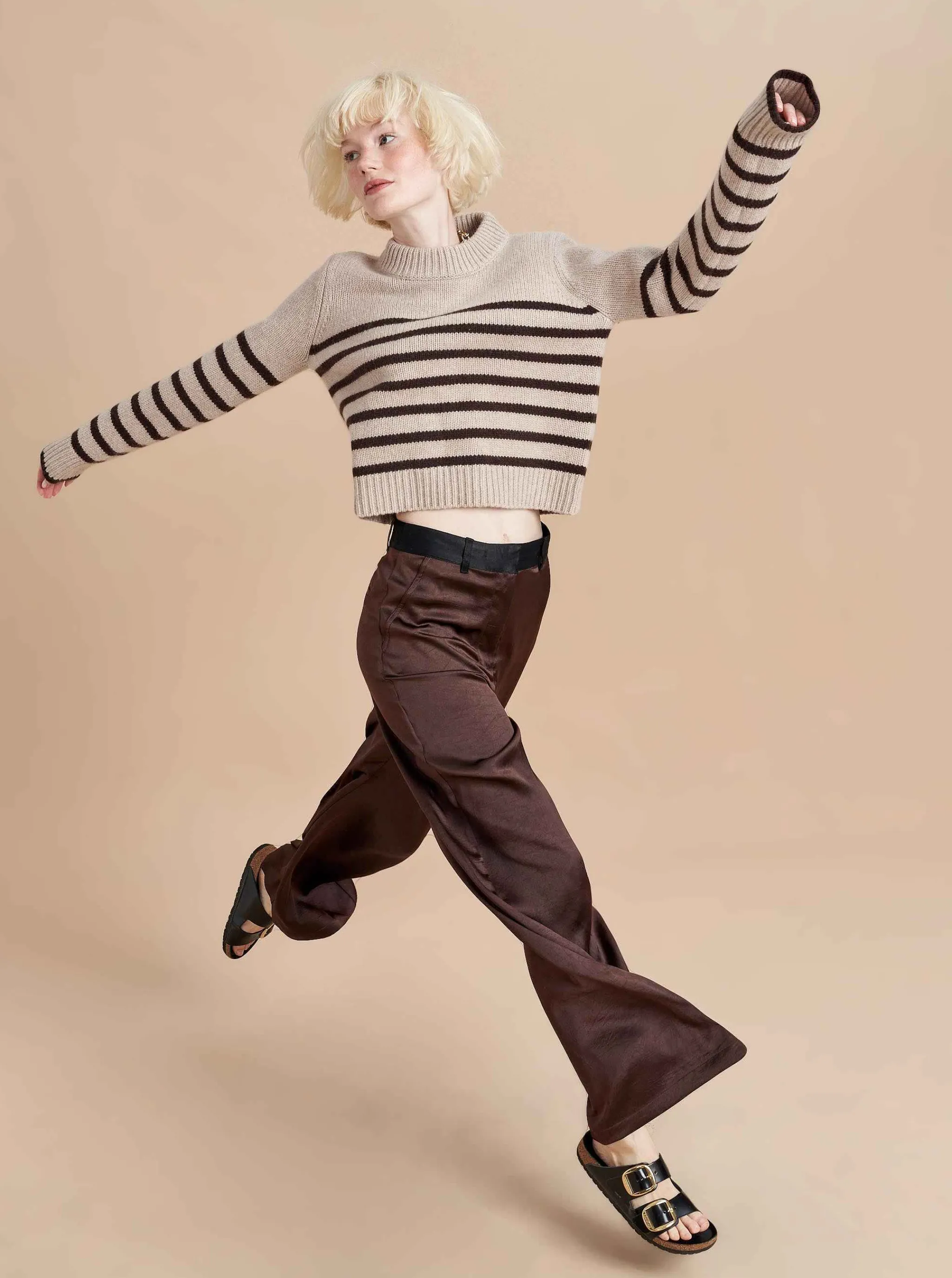 La Ligne Sweaters*Mini Marin Sweater Tan/Chocolate