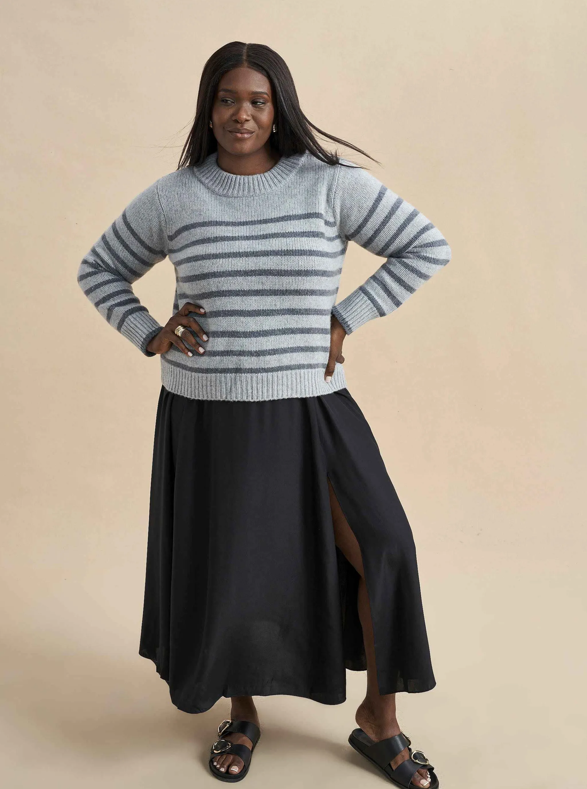 La Ligne Sweaters*Mini Marin Sweater Grey/Dark Grey