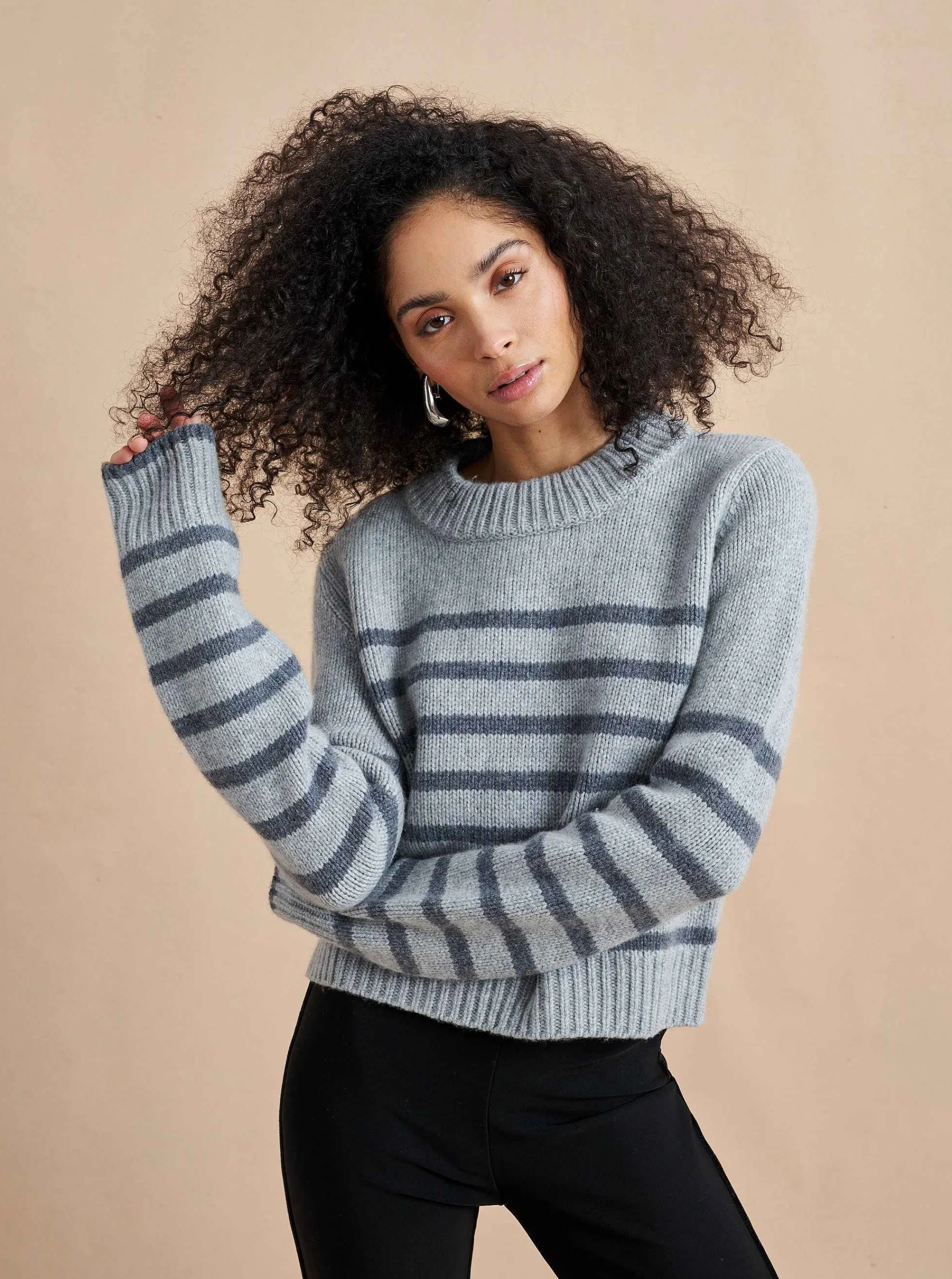La Ligne Sweaters*Mini Marin Sweater Grey/Dark Grey