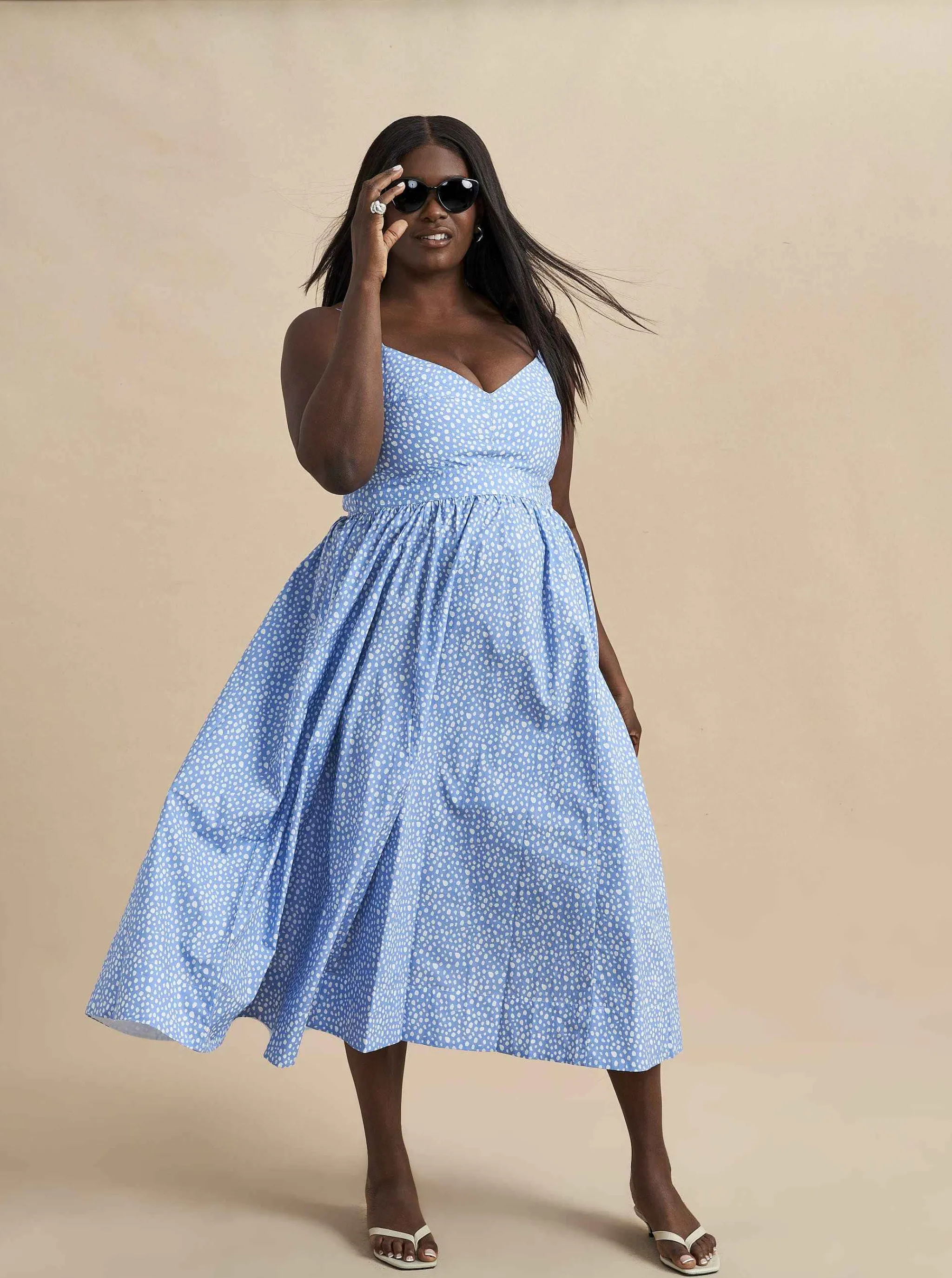 La Ligne Midi Dresses*Tracy Dress Cornflower Dot