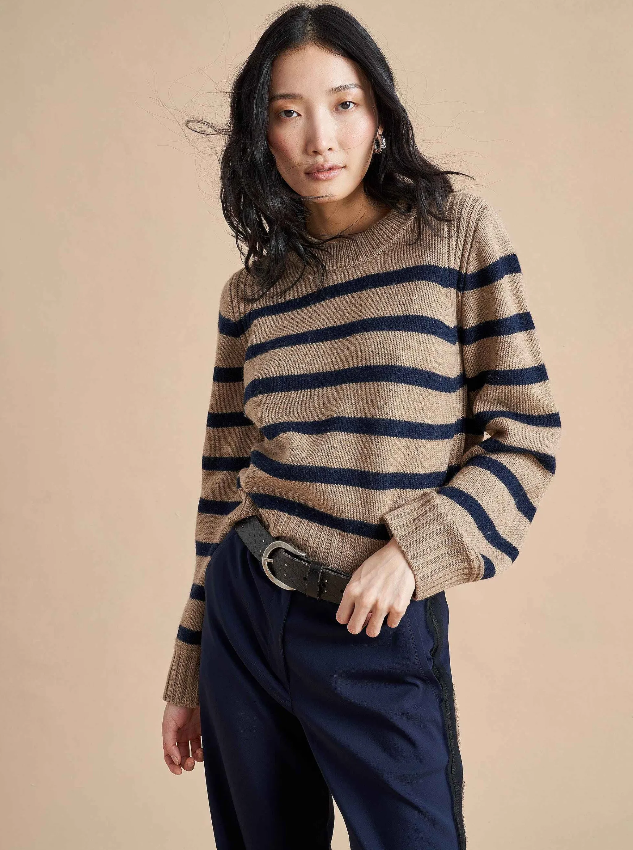 La Ligne Sweaters*Jack Sweater Camel/Navy