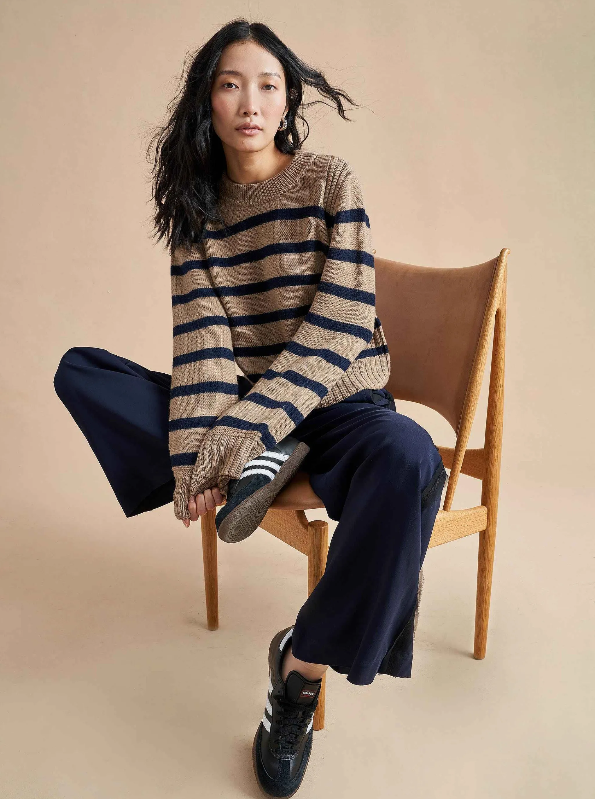 La Ligne Sweaters*Jack Sweater Camel/Navy
