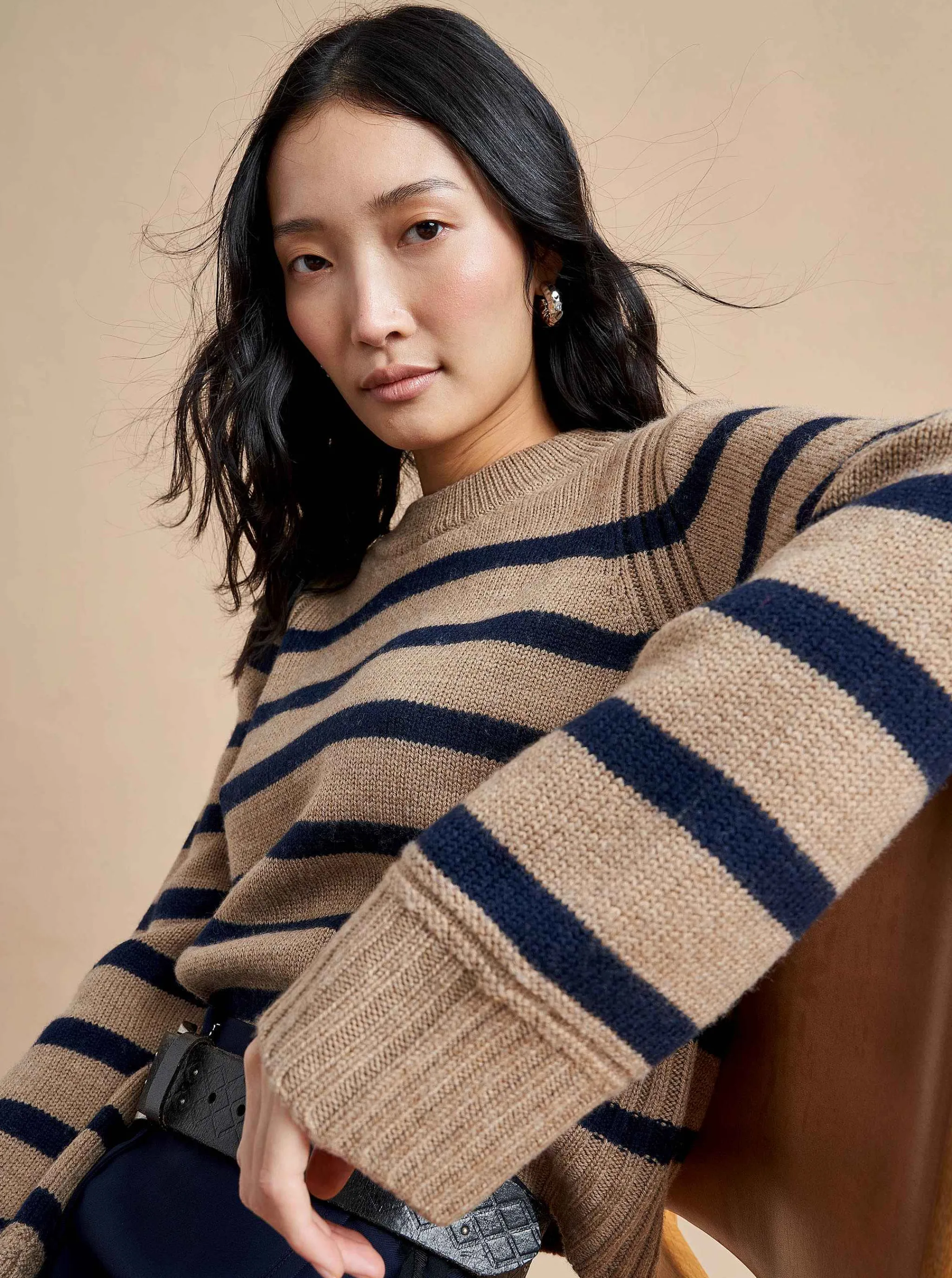 La Ligne Sweaters*Jack Sweater Camel/Navy