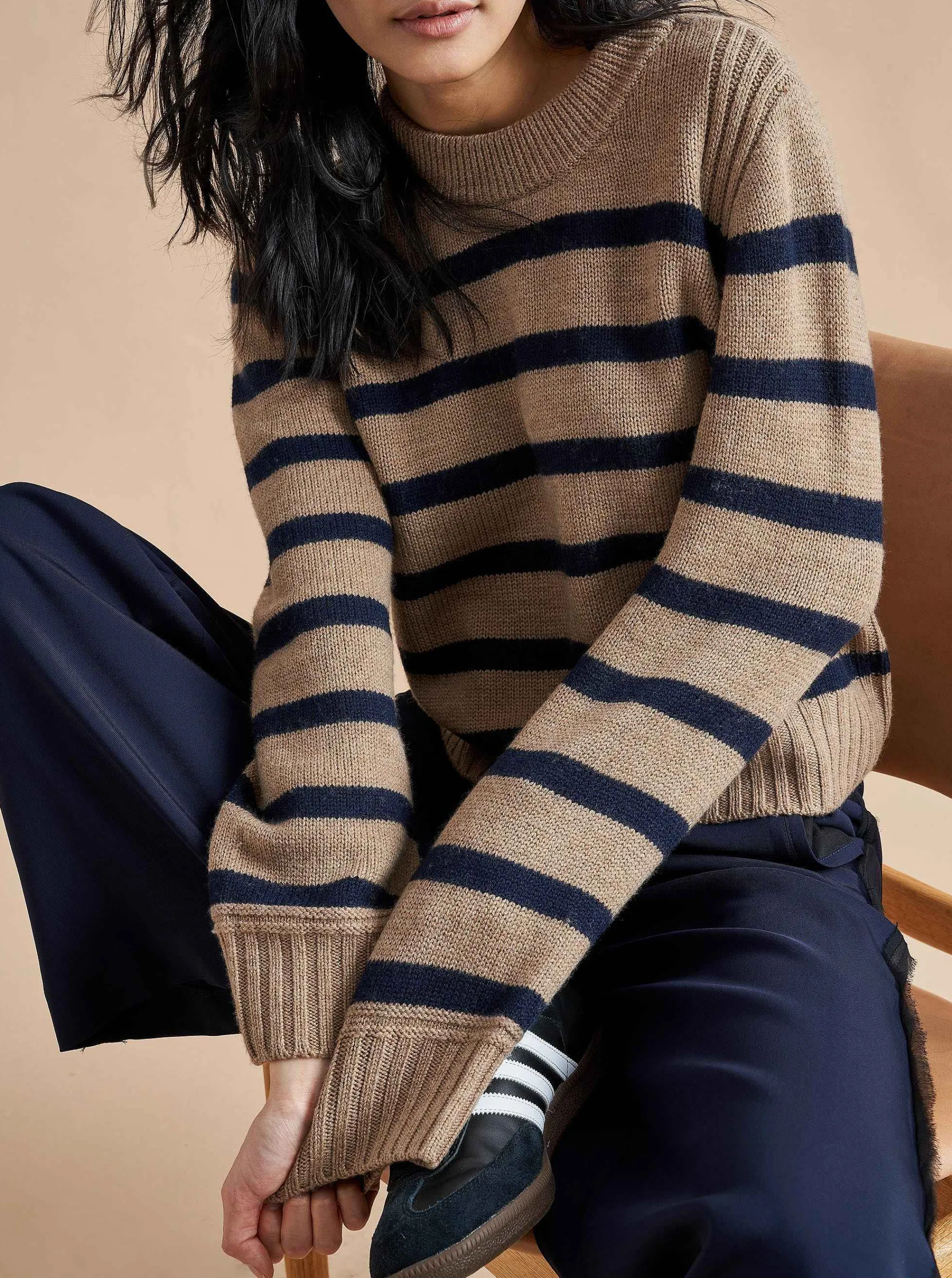 La Ligne Sweaters*Jack Sweater Camel/Navy