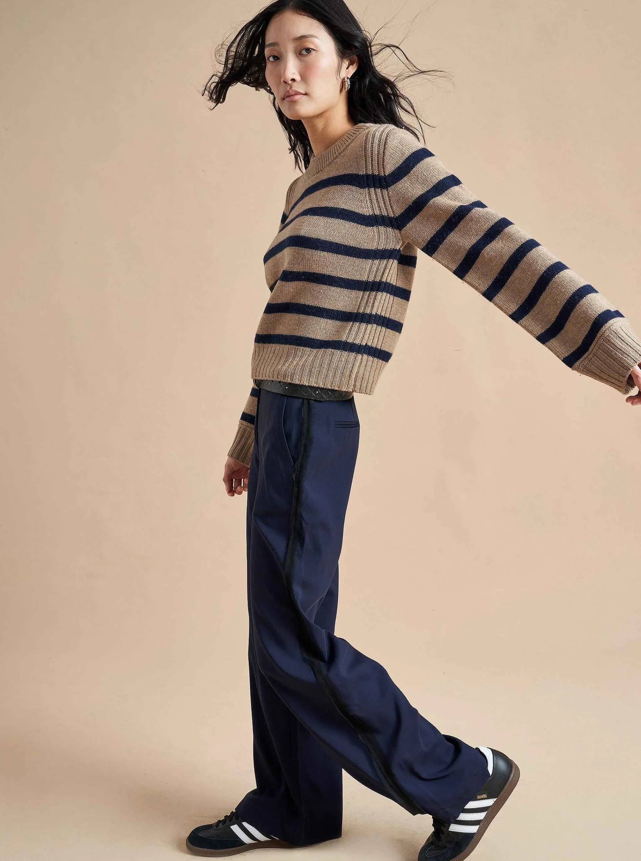 La Ligne Sweaters*Jack Sweater Camel/Navy