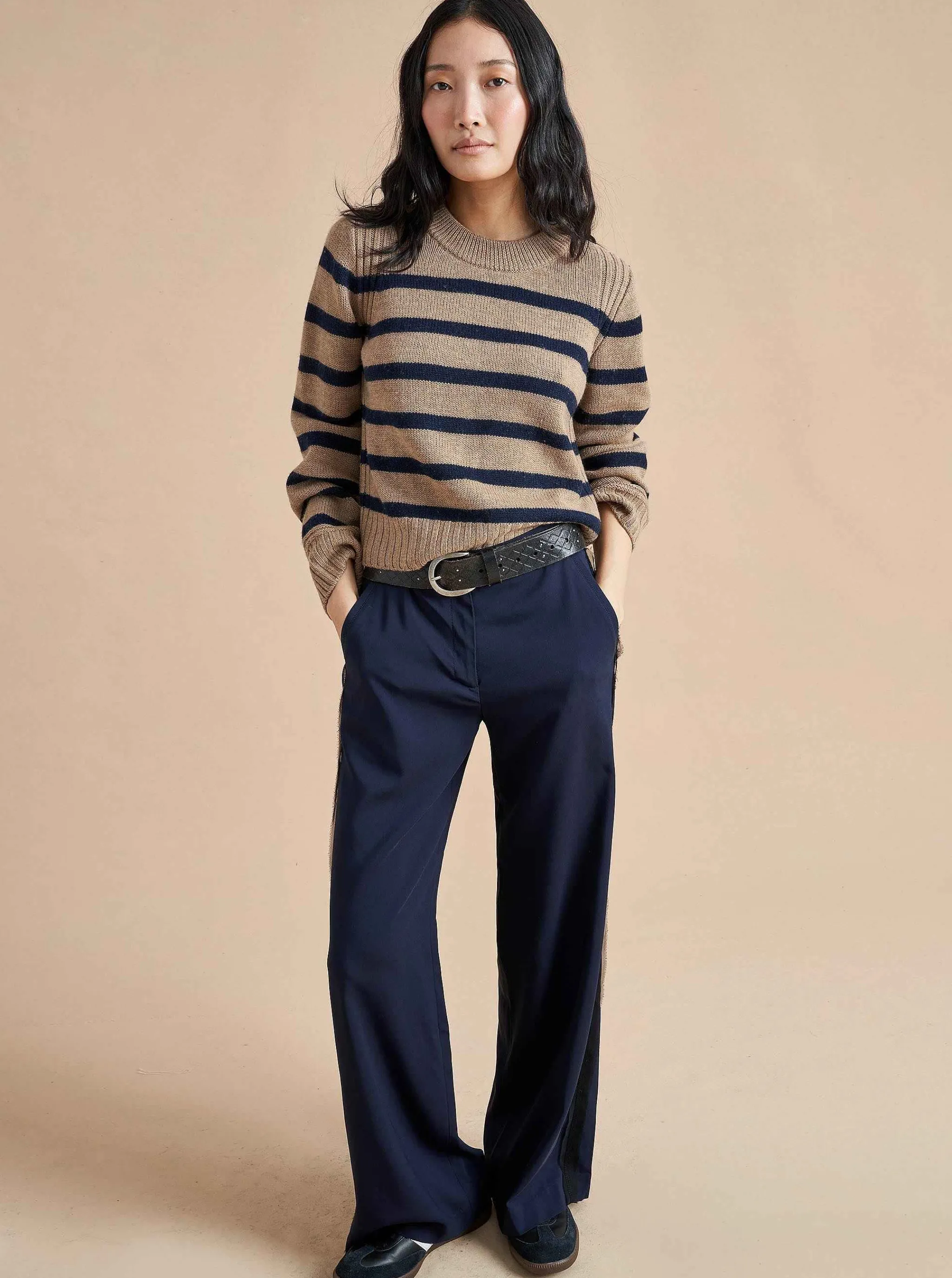 La Ligne Sweaters*Jack Sweater Camel/Navy