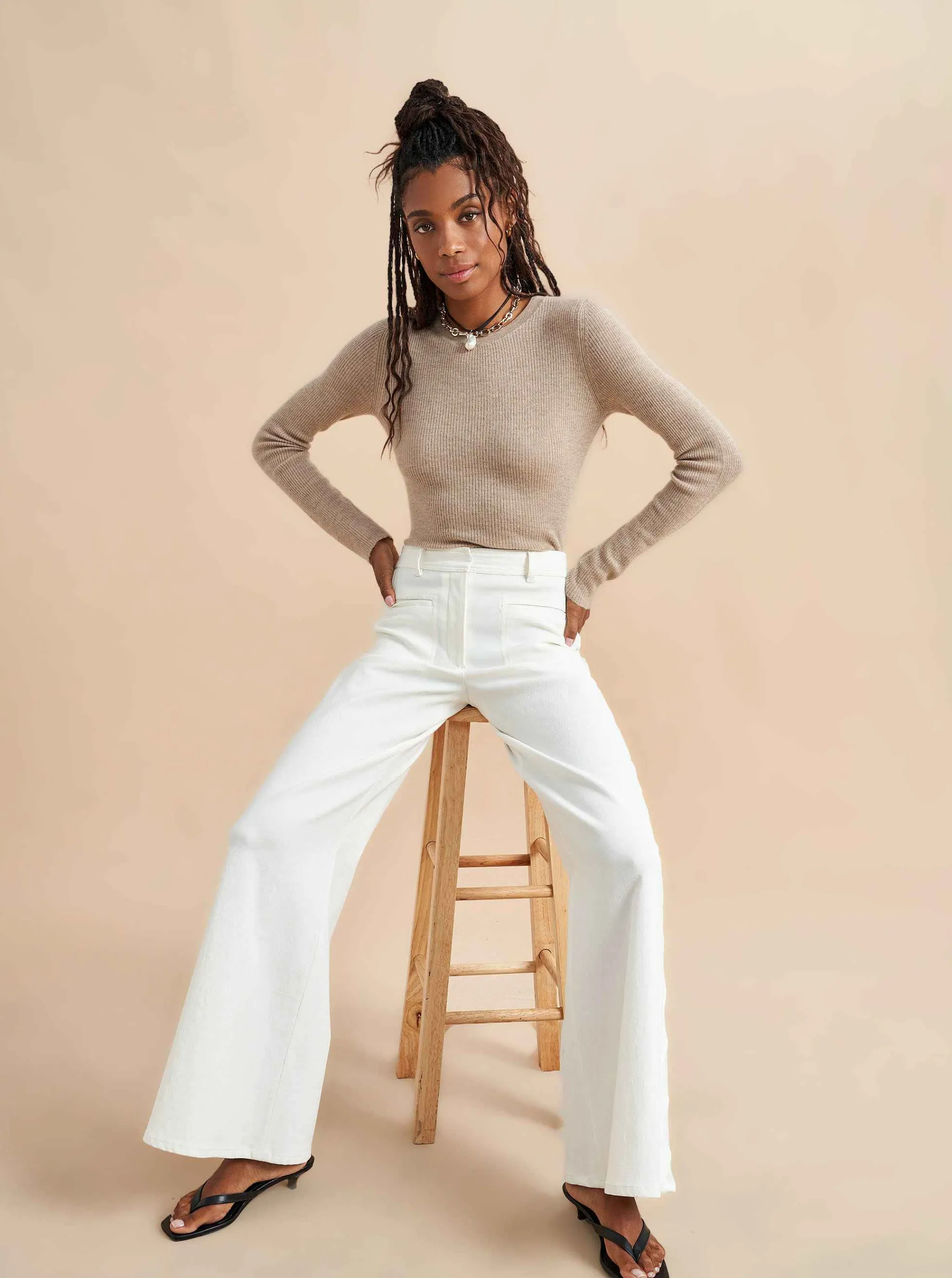 La Ligne Sweaters*Fine Line Sweater Tan