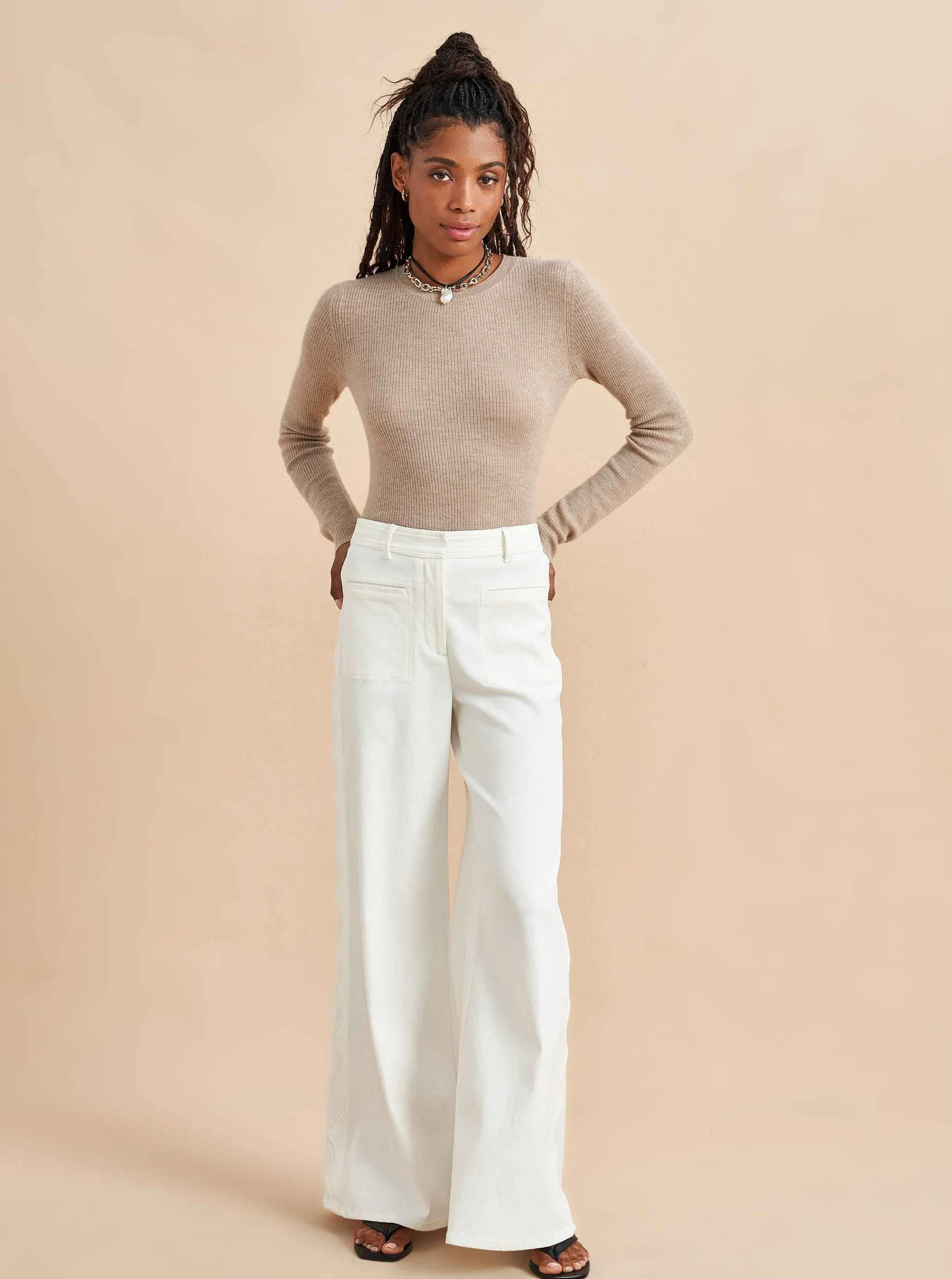 La Ligne Sweaters*Fine Line Sweater Tan