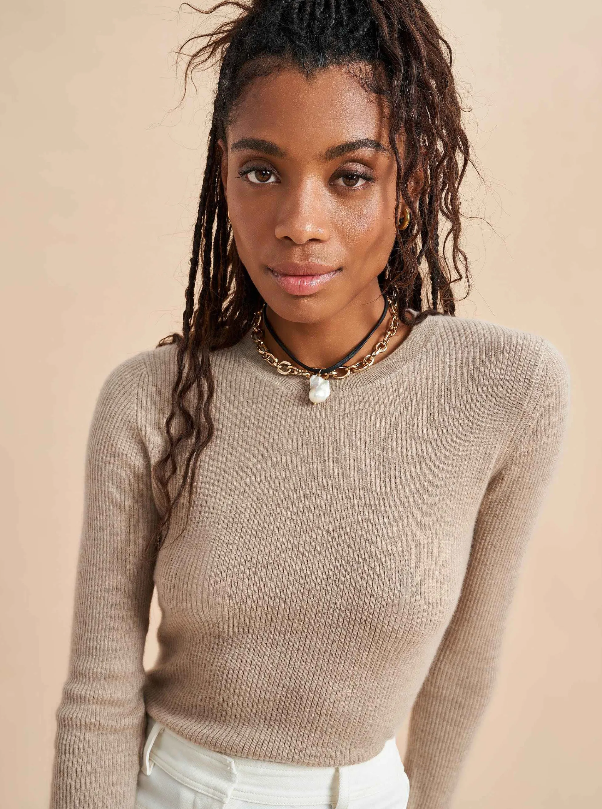 La Ligne Sweaters*Fine Line Sweater Tan