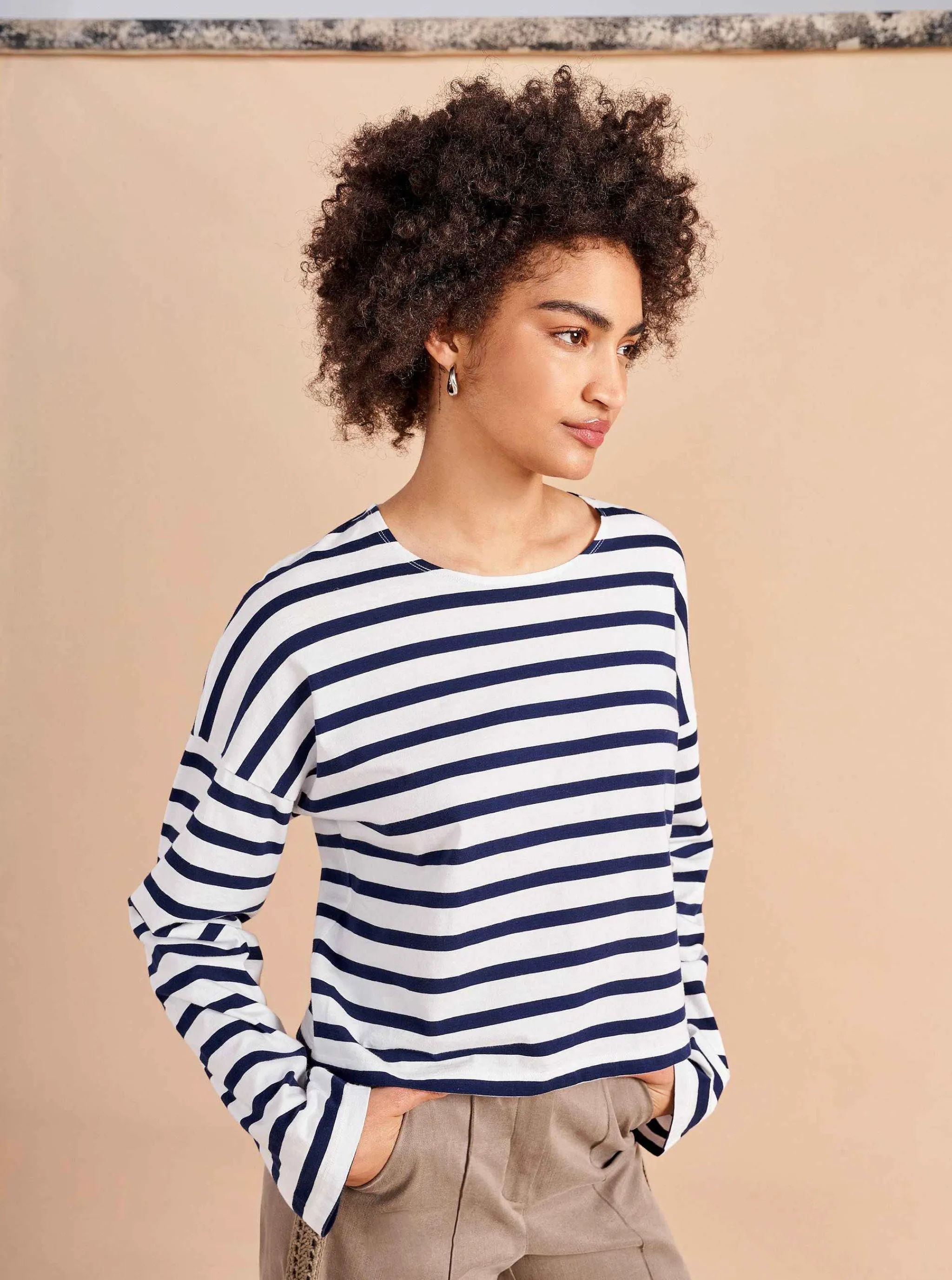 La Ligne Tees*Cropped Charlotte Tee White/Navy