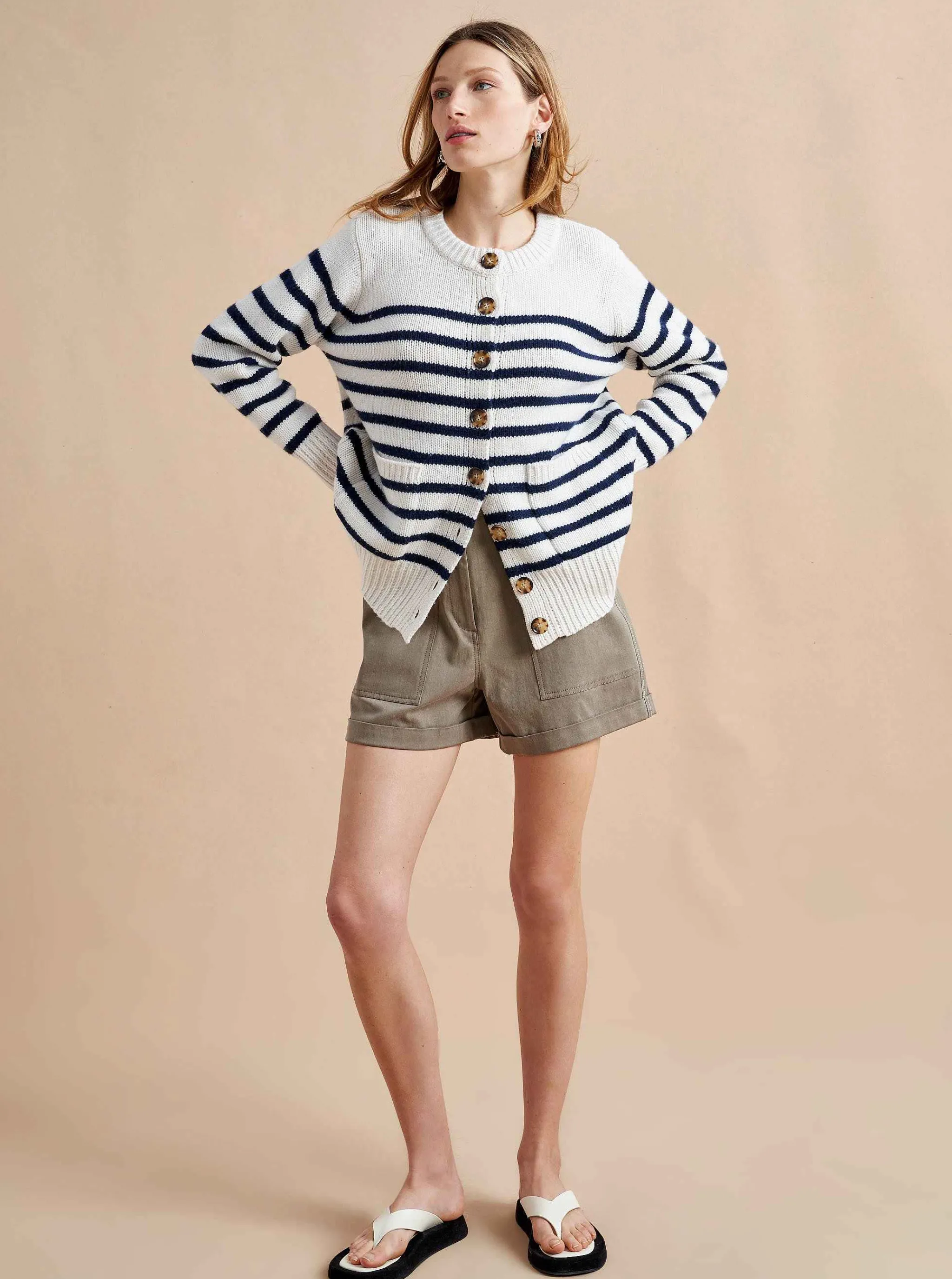La Ligne Cardigans*Marin Cardigan Cream/Navy