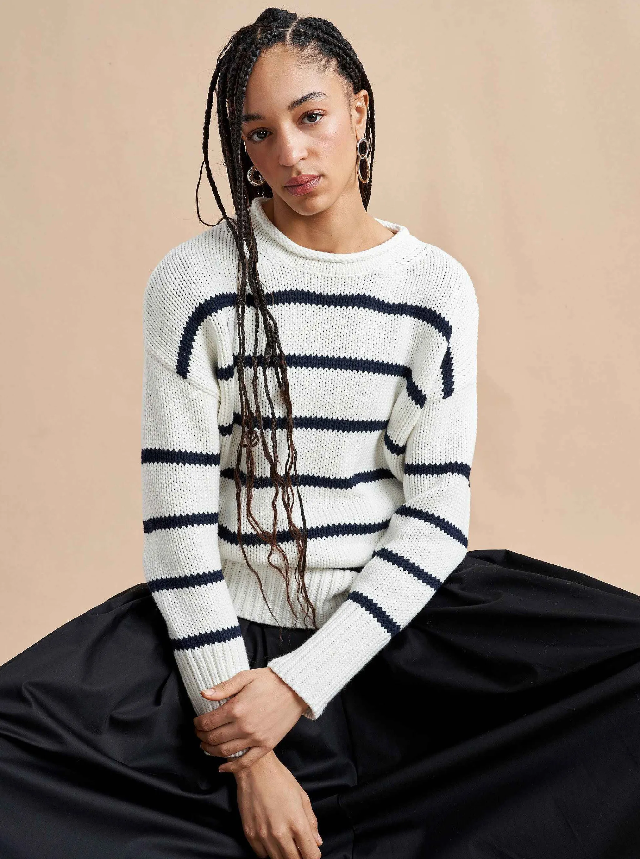 La Ligne Sweaters*Marina Sweater White/Navy