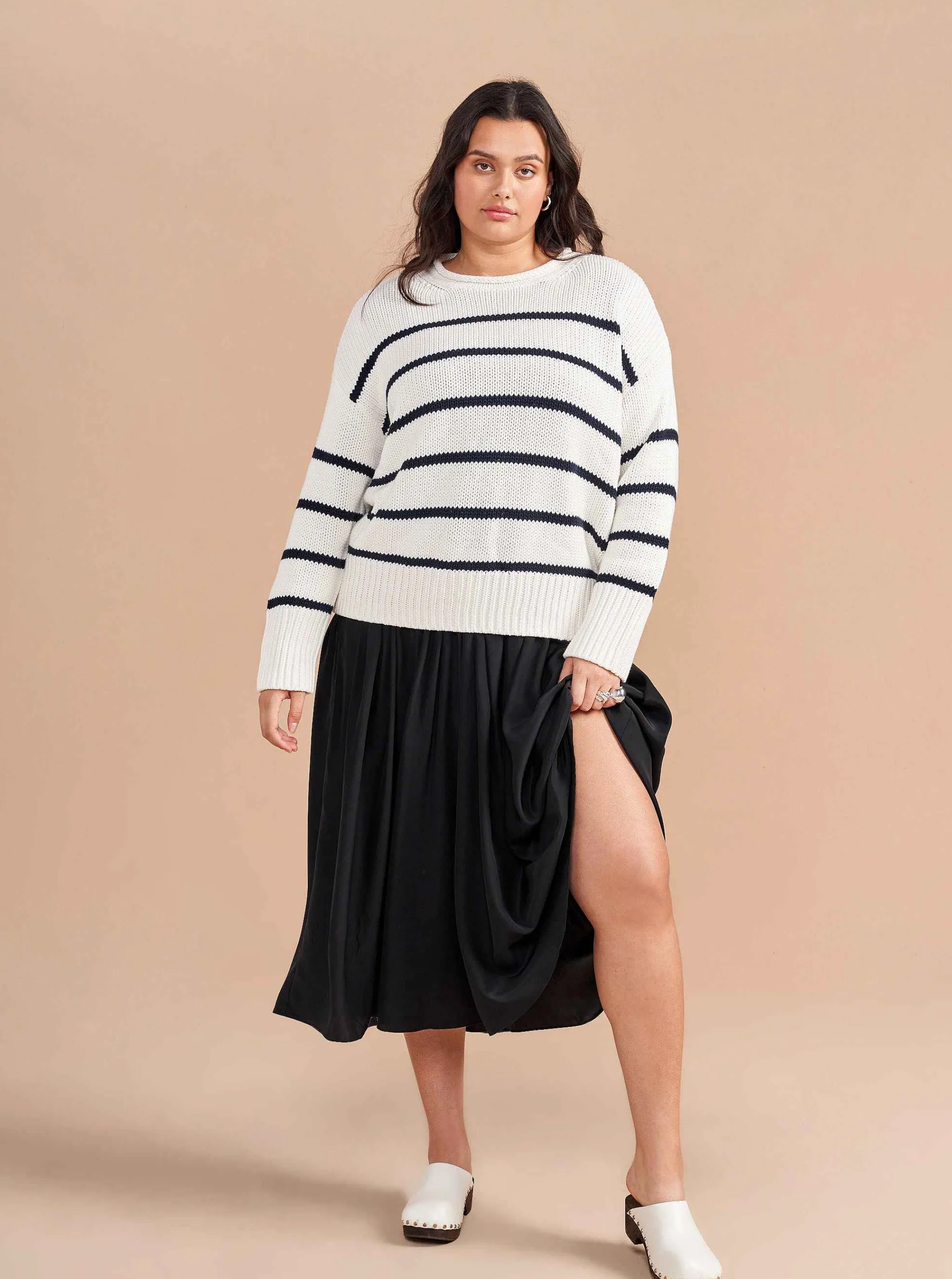 La Ligne Sweaters*Marina Sweater White/Navy