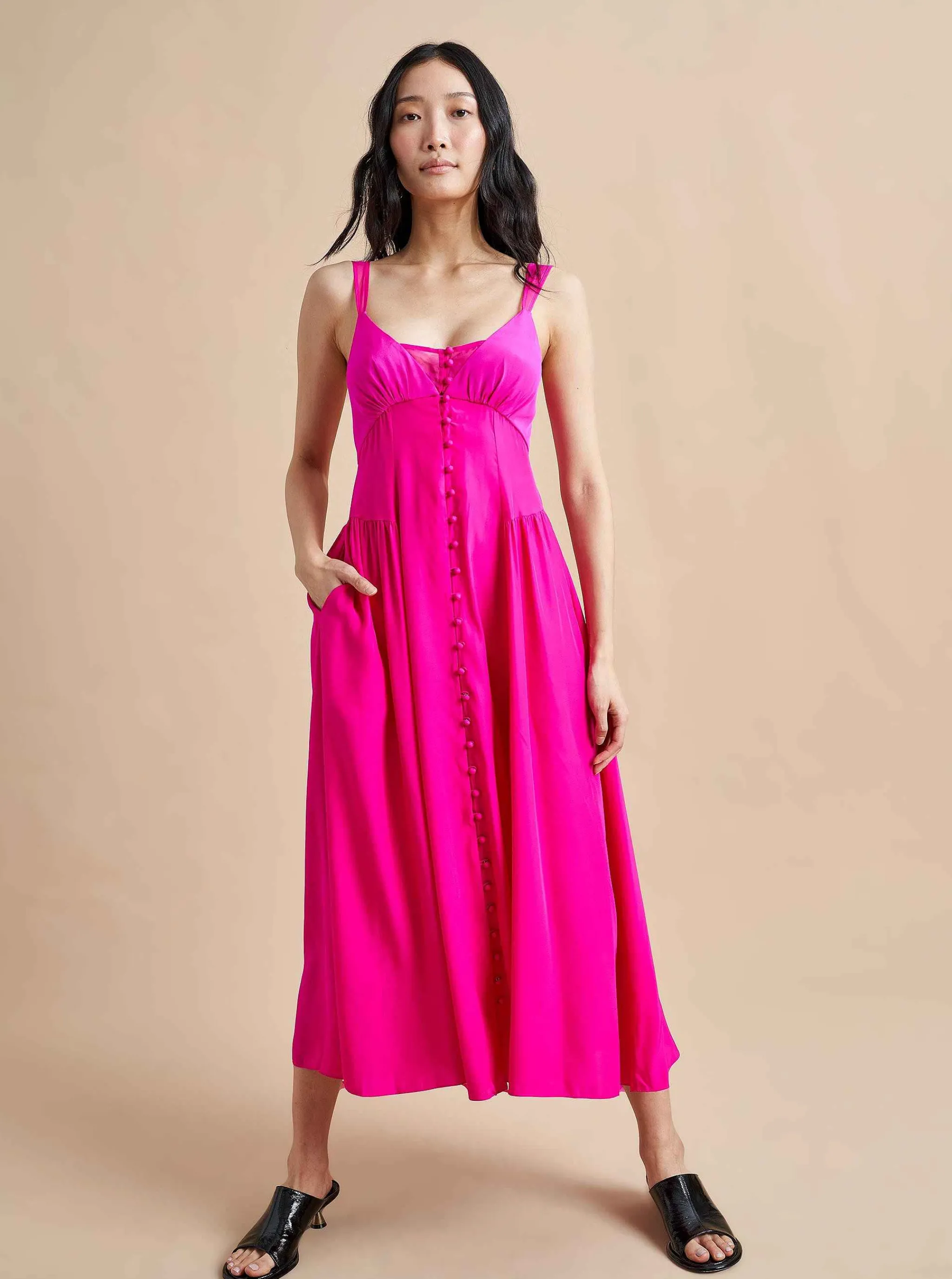 La Ligne Midi Dresses*Paulina Dress Fuchsia
