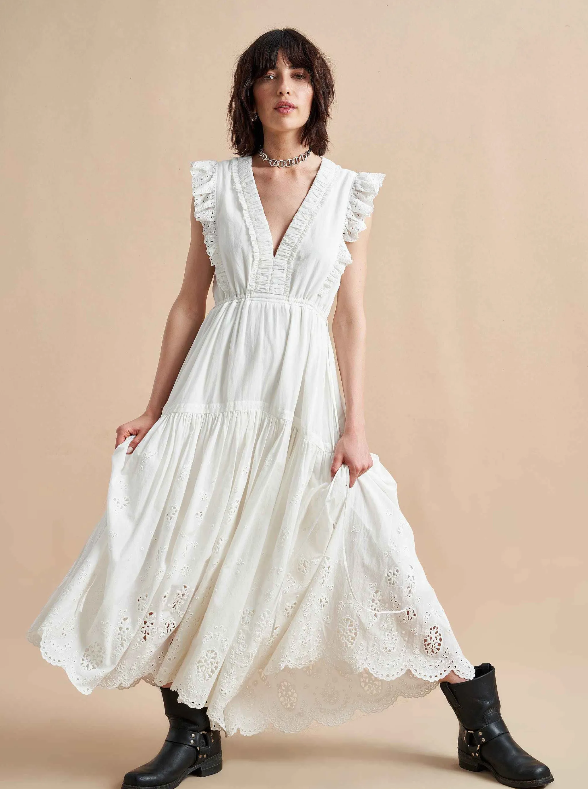 La Ligne Midi Dresses*Pointelle Marta Dress Ivory