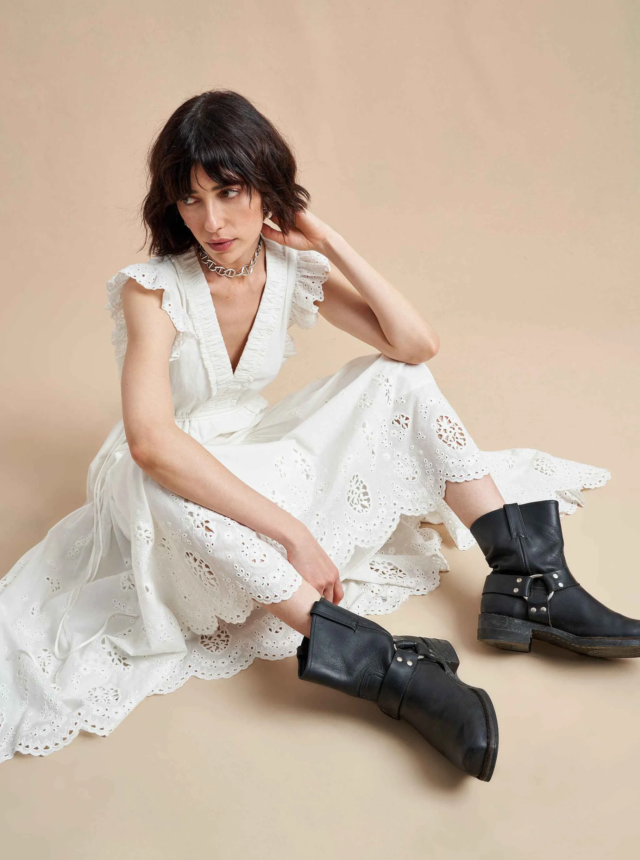 La Ligne Midi Dresses*Pointelle Marta Dress Ivory
