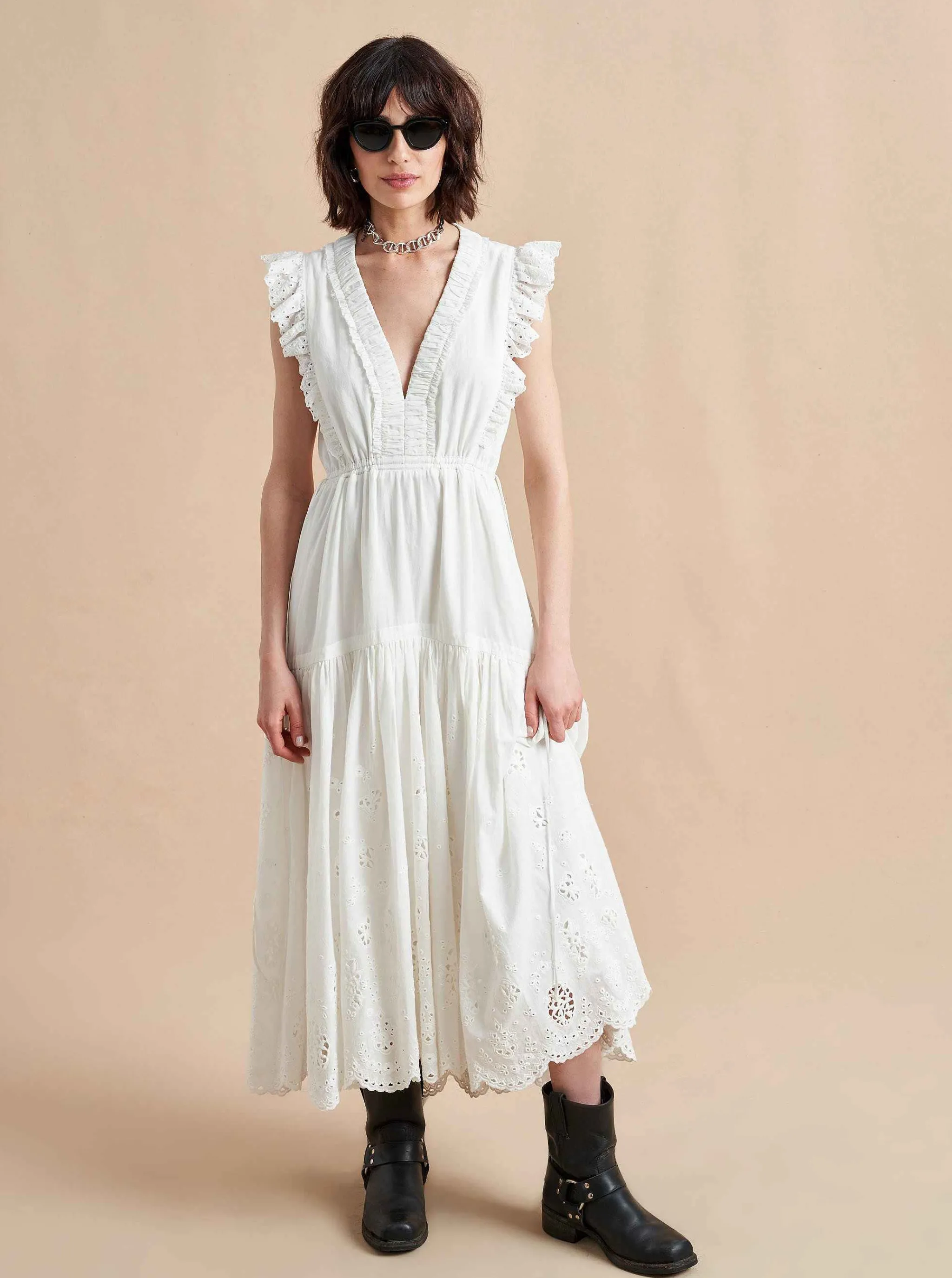 La Ligne Midi Dresses*Pointelle Marta Dress Ivory