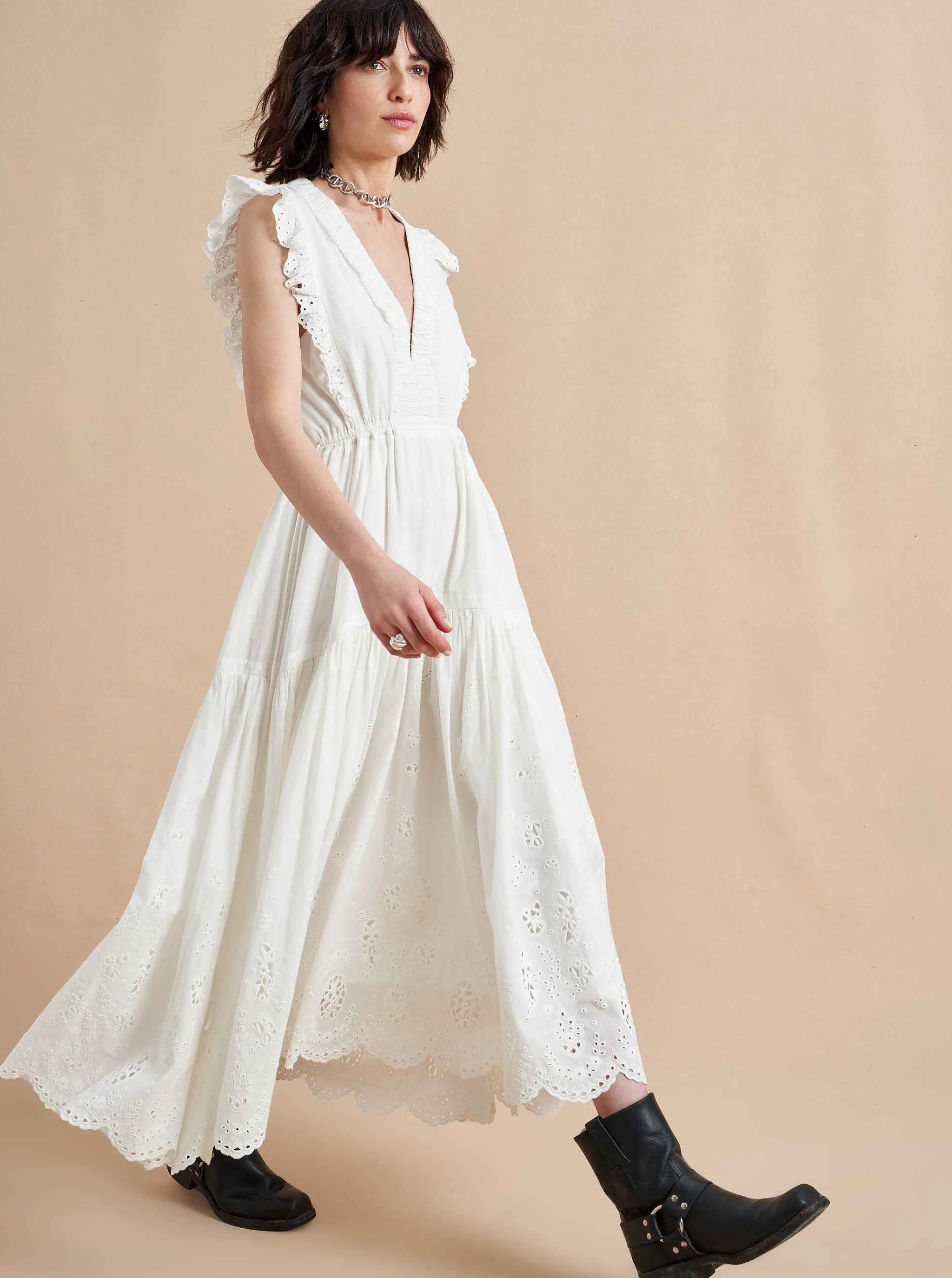 La Ligne Midi Dresses*Pointelle Marta Dress Ivory