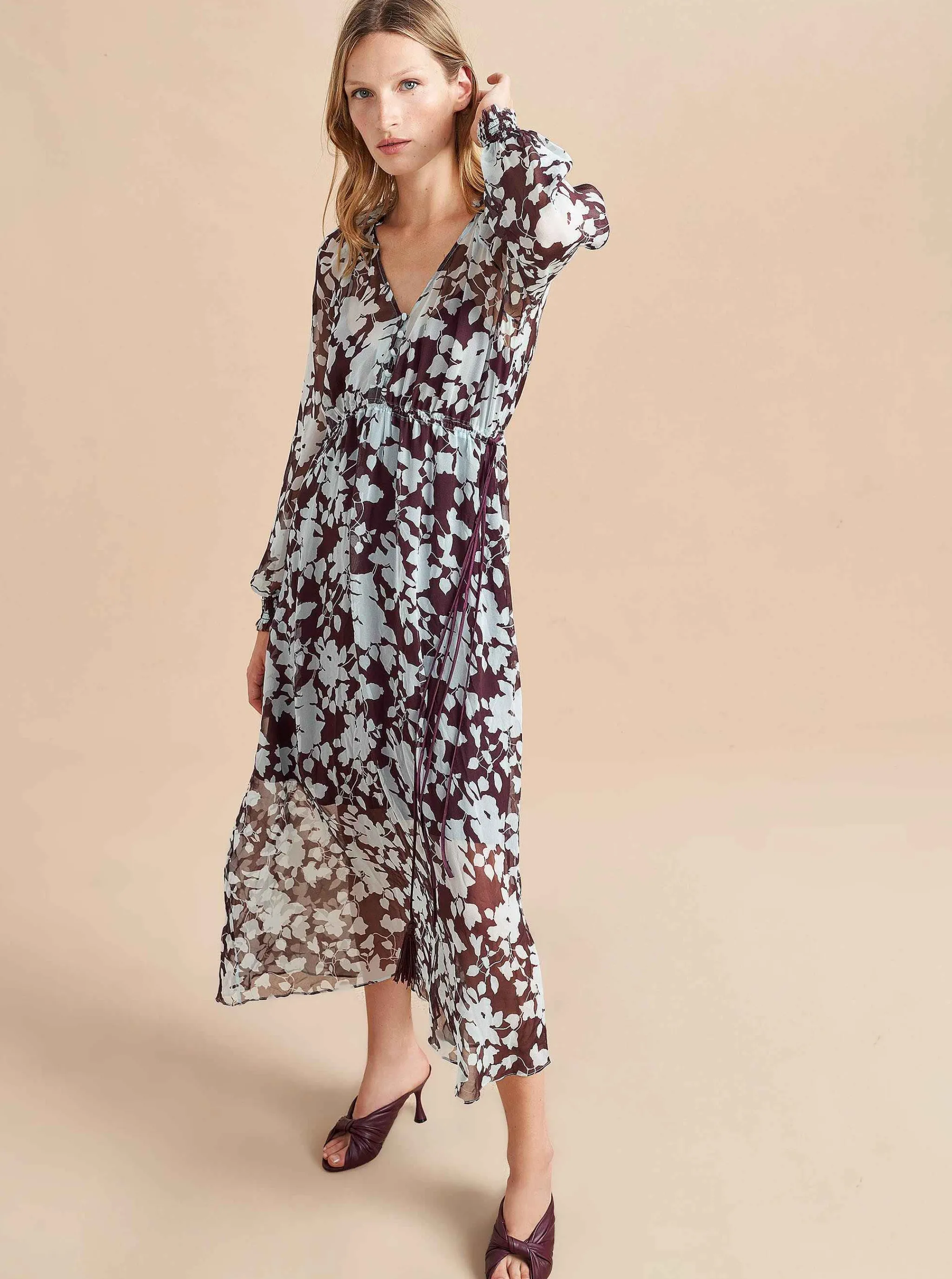 La Ligne Midi Dresses*Aleksandra Dress Pale-Blue/Dark-Plum