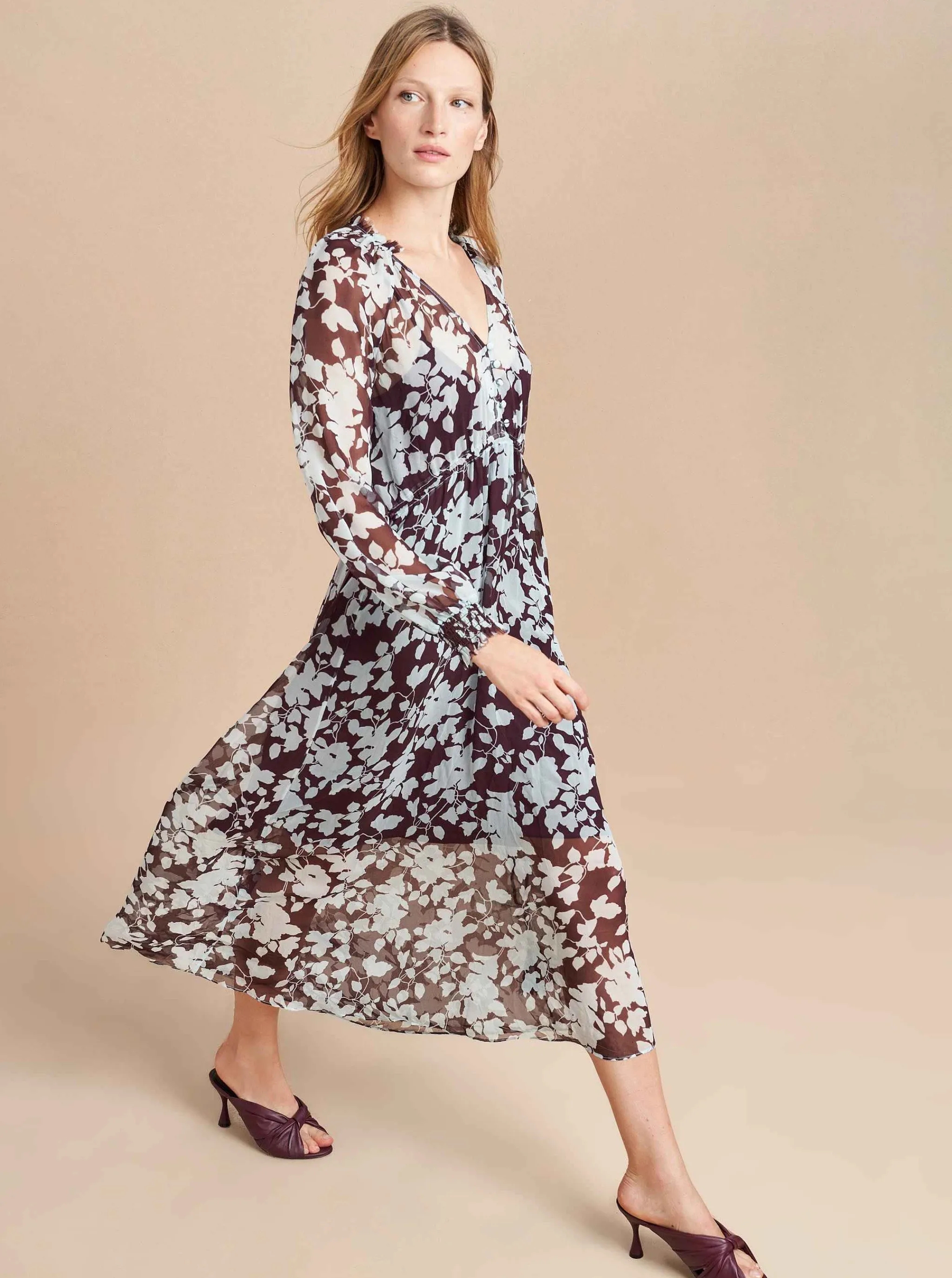 La Ligne Midi Dresses*Aleksandra Dress Pale-Blue/Dark-Plum