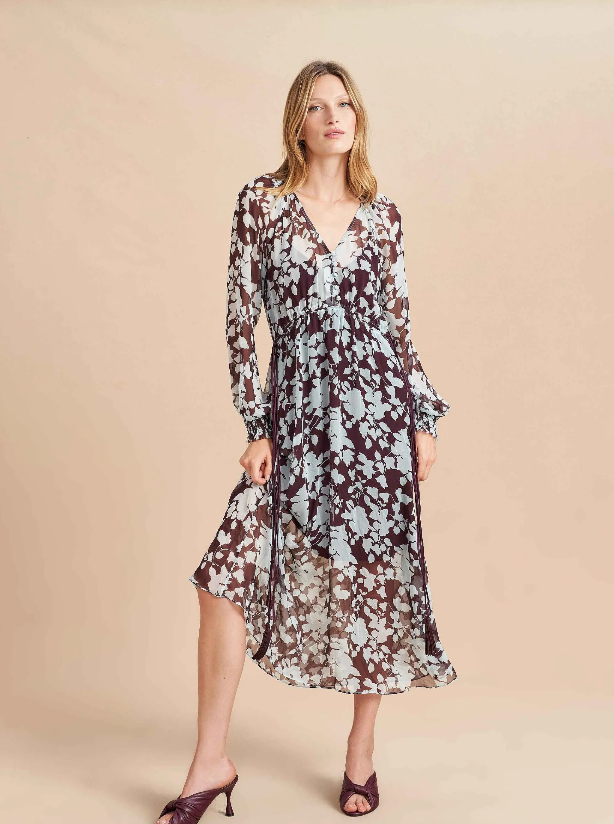 La Ligne Midi Dresses*Aleksandra Dress Pale-Blue/Dark-Plum