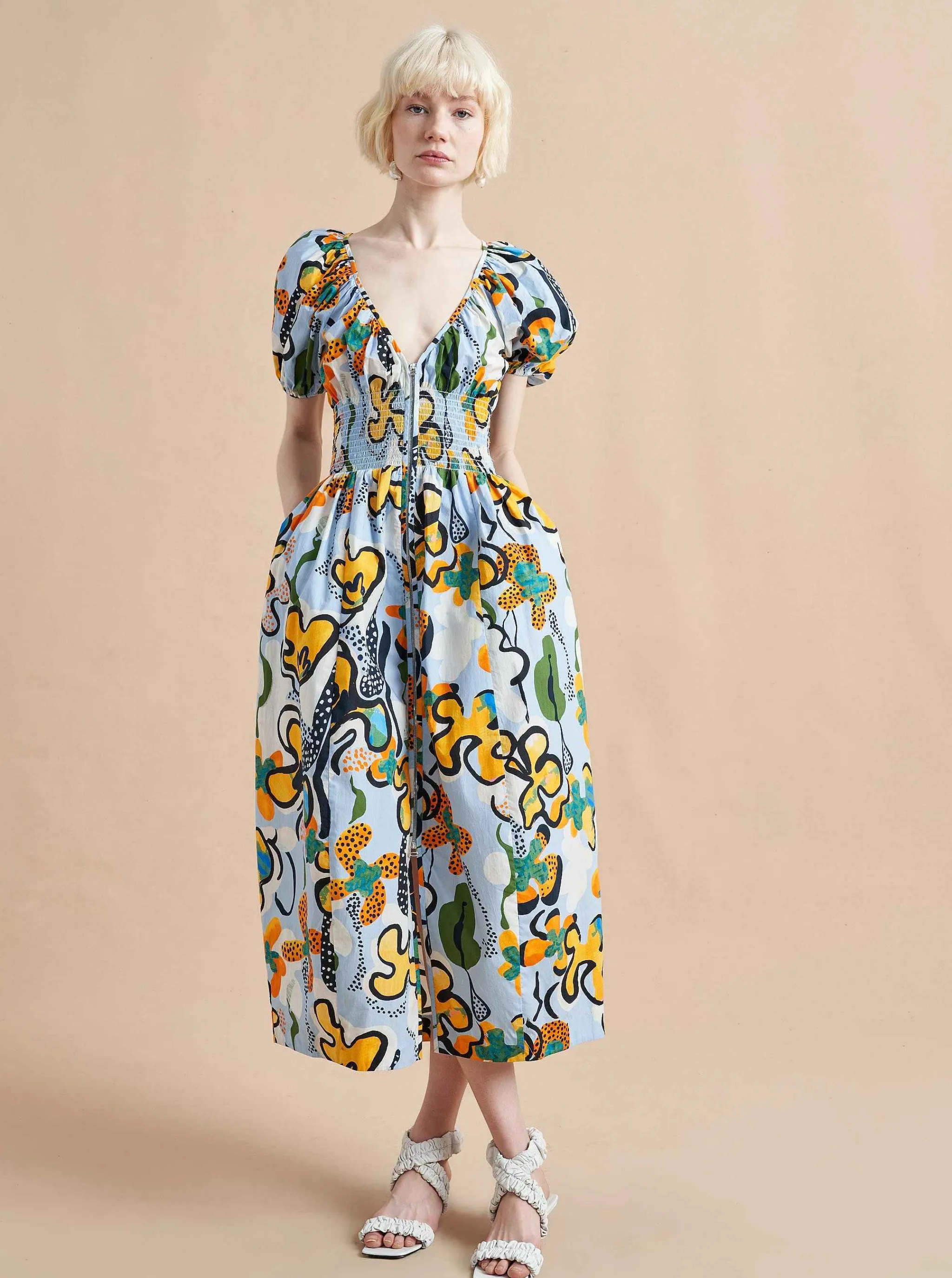 La Ligne Midi Dresses*Celina Dress Cornflower/Floral