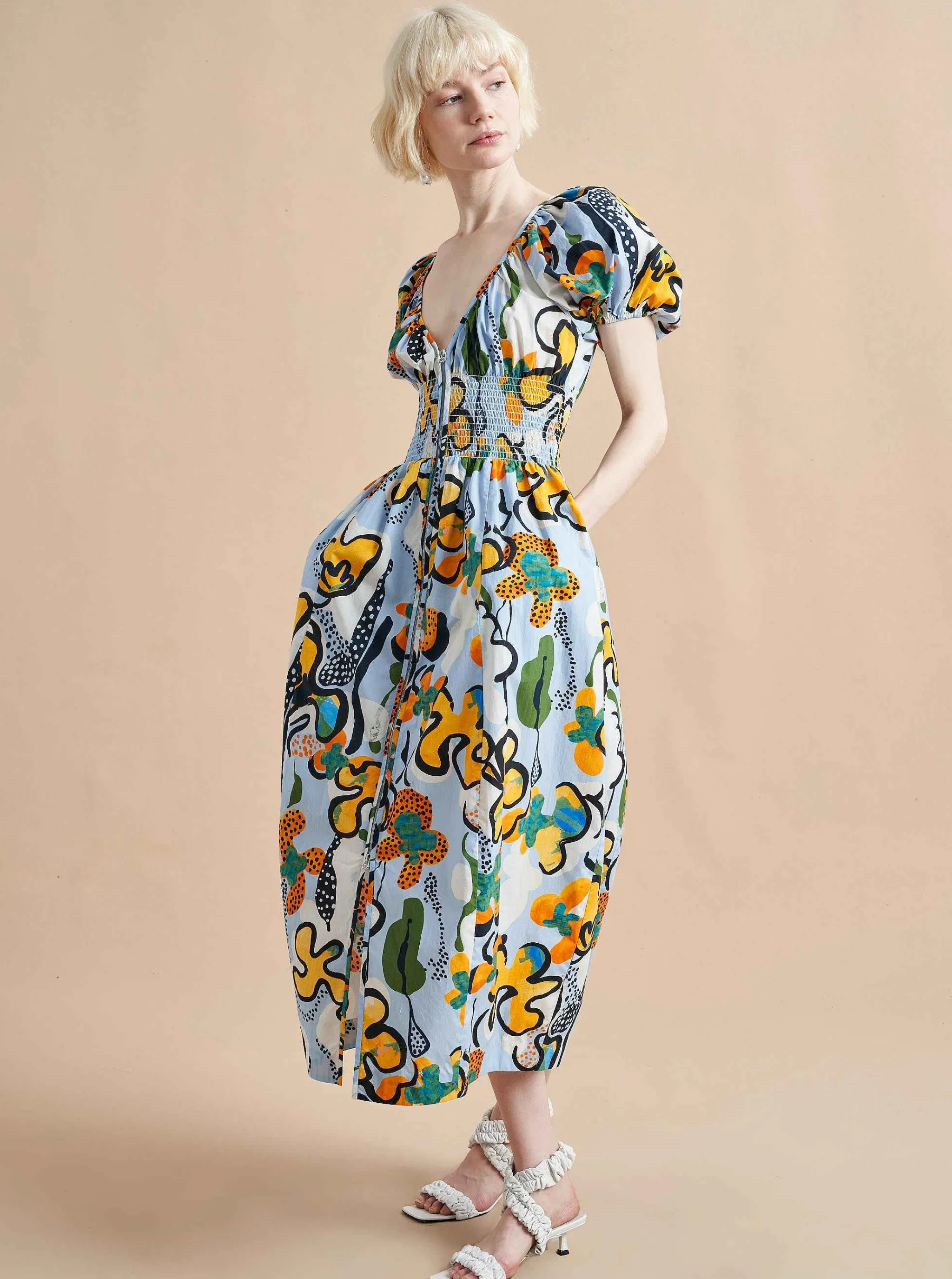 La Ligne Midi Dresses*Celina Dress Cornflower/Floral