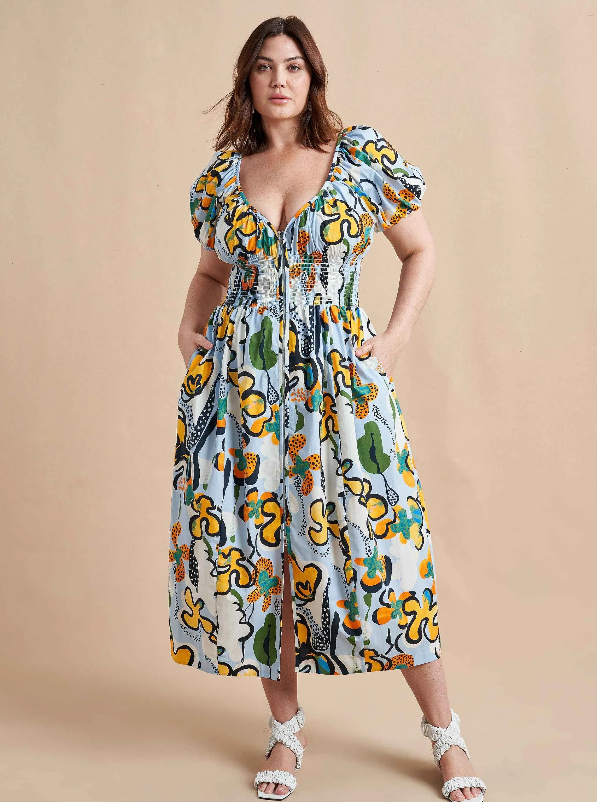La Ligne Midi Dresses*Celina Dress Cornflower/Floral