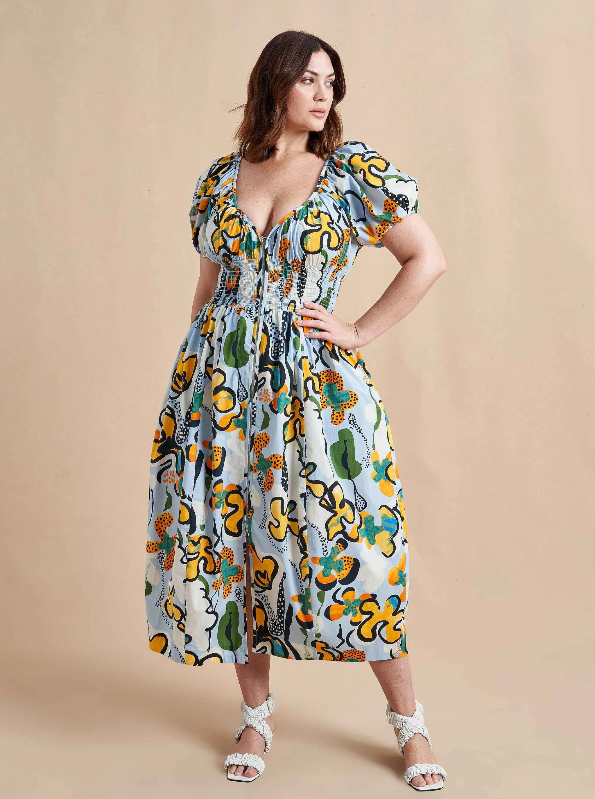 La Ligne Midi Dresses*Celina Dress Cornflower/Floral