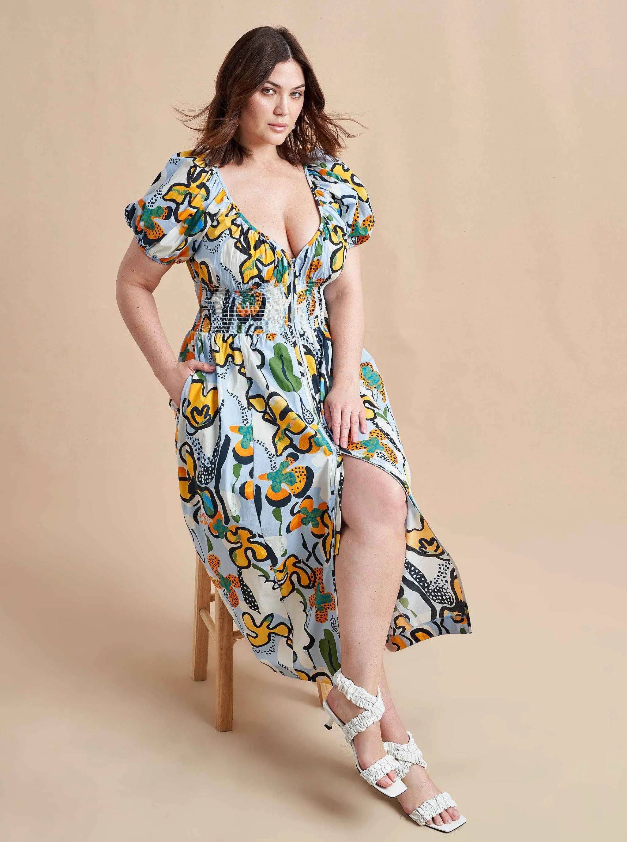 La Ligne Midi Dresses*Celina Dress Cornflower/Floral