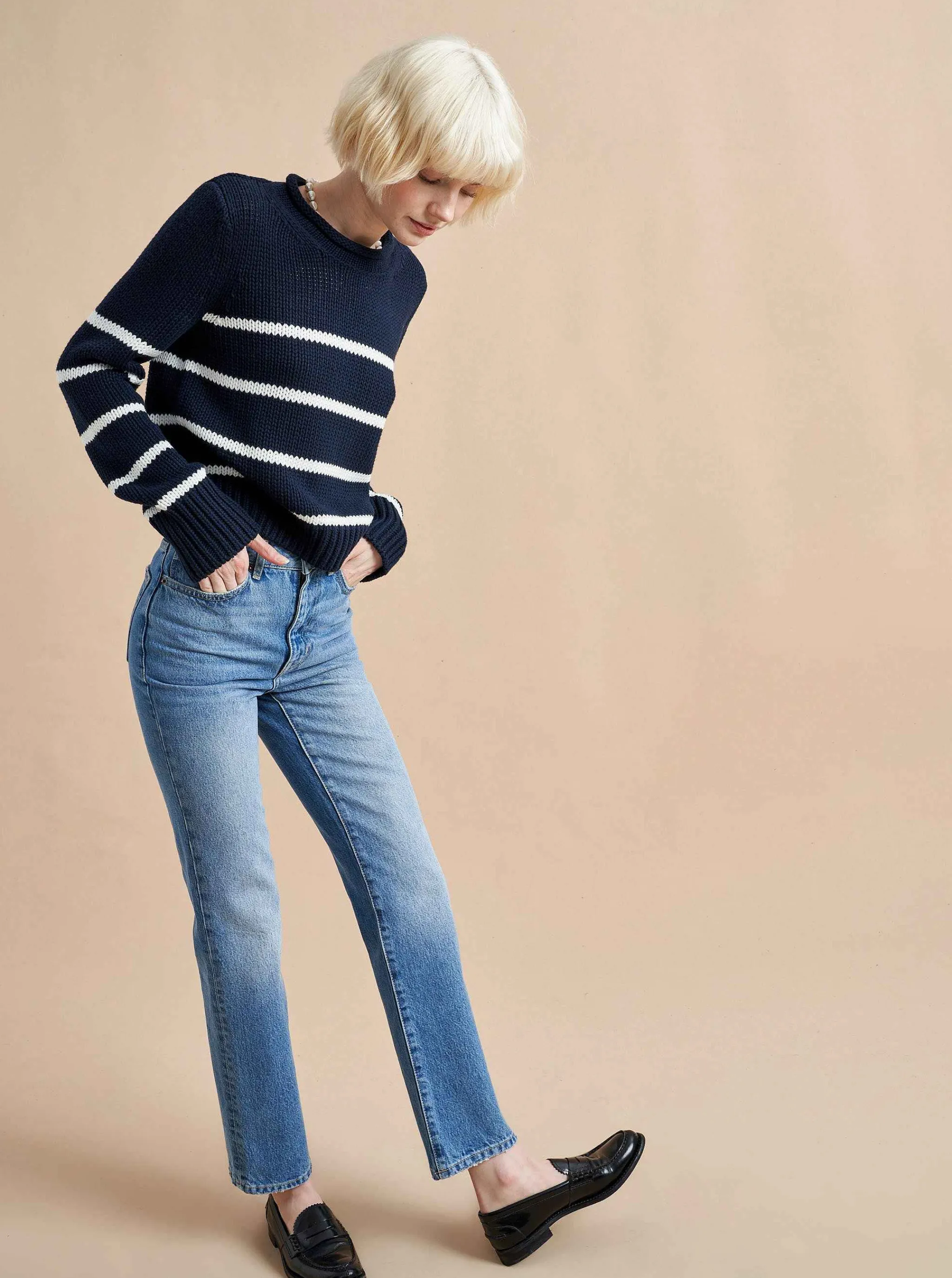 La Ligne Sweaters*Mini Marina Sweater Navy/Ivory