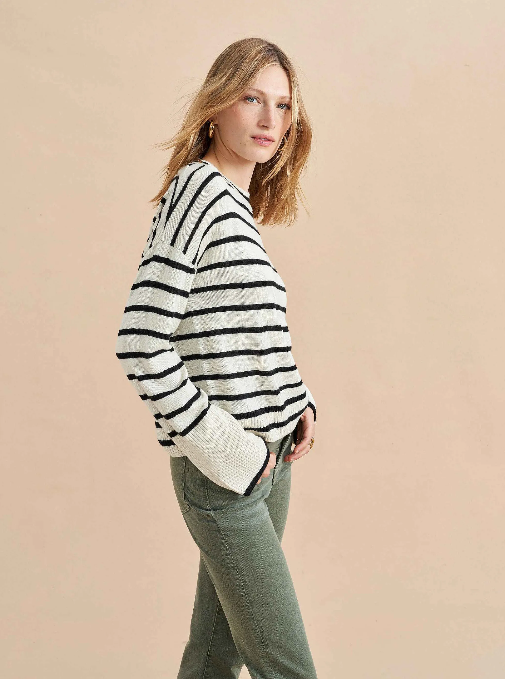 La Ligne Sweaters*Antoine Sweater Cream/Black