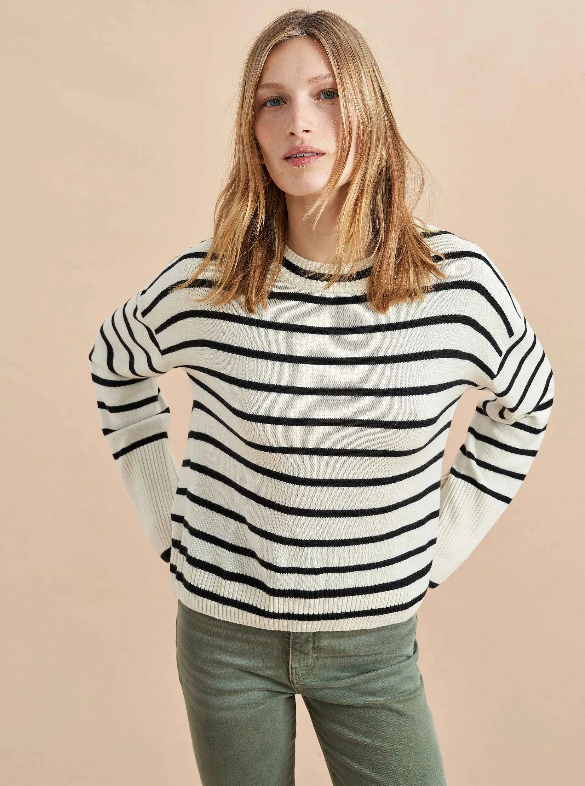 La Ligne Sweaters*Antoine Sweater Cream/Black