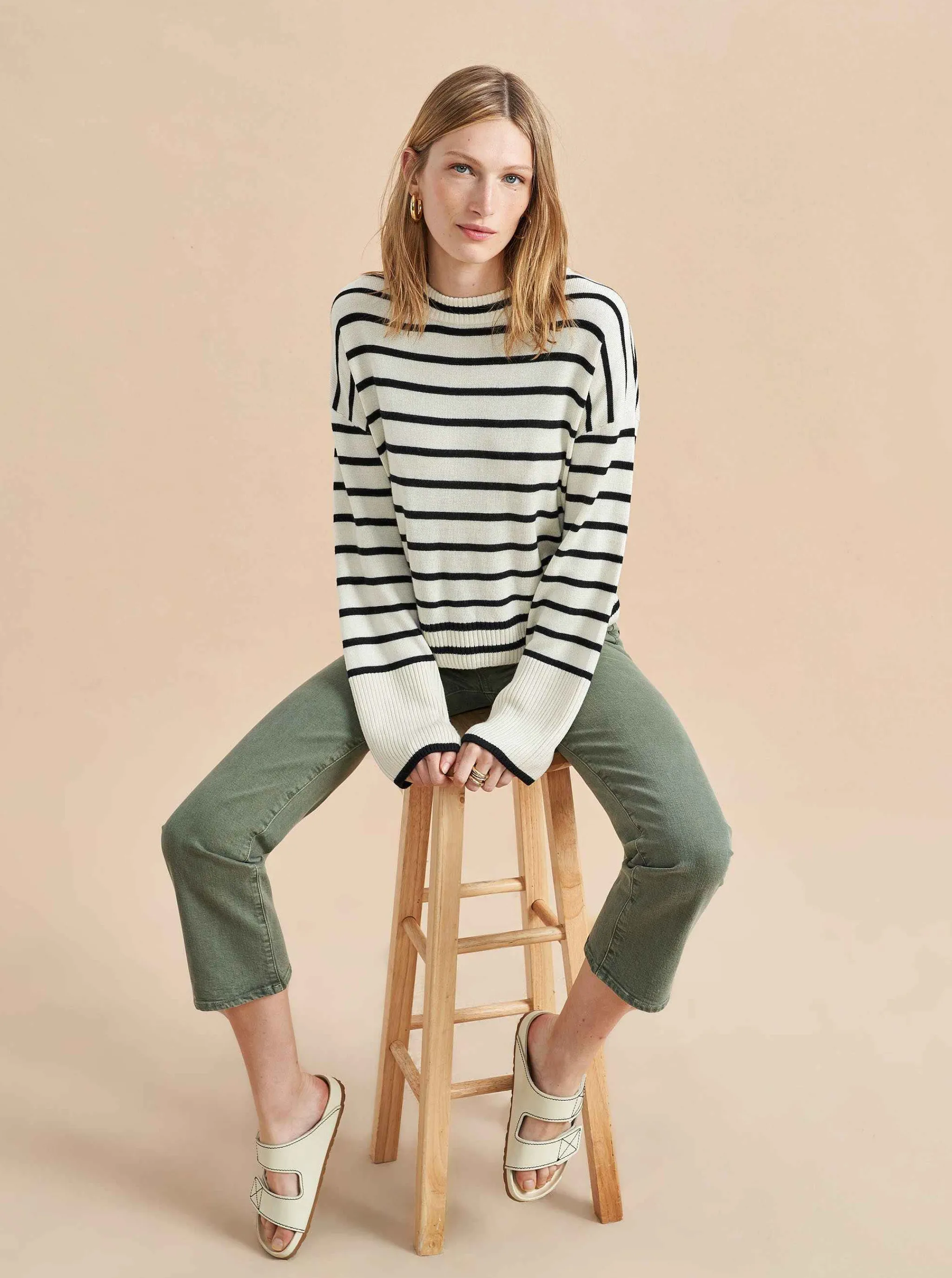 La Ligne Sweaters*Antoine Sweater Cream/Black