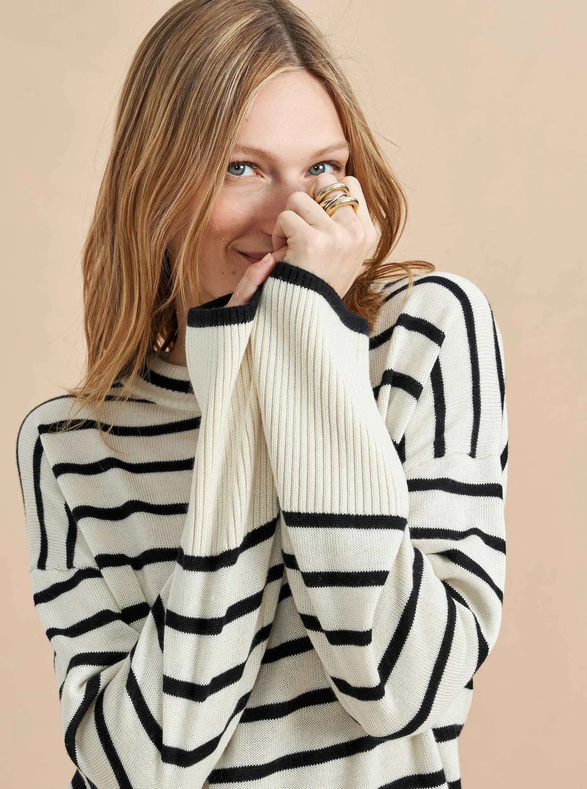 La Ligne Sweaters*Antoine Sweater Cream/Black